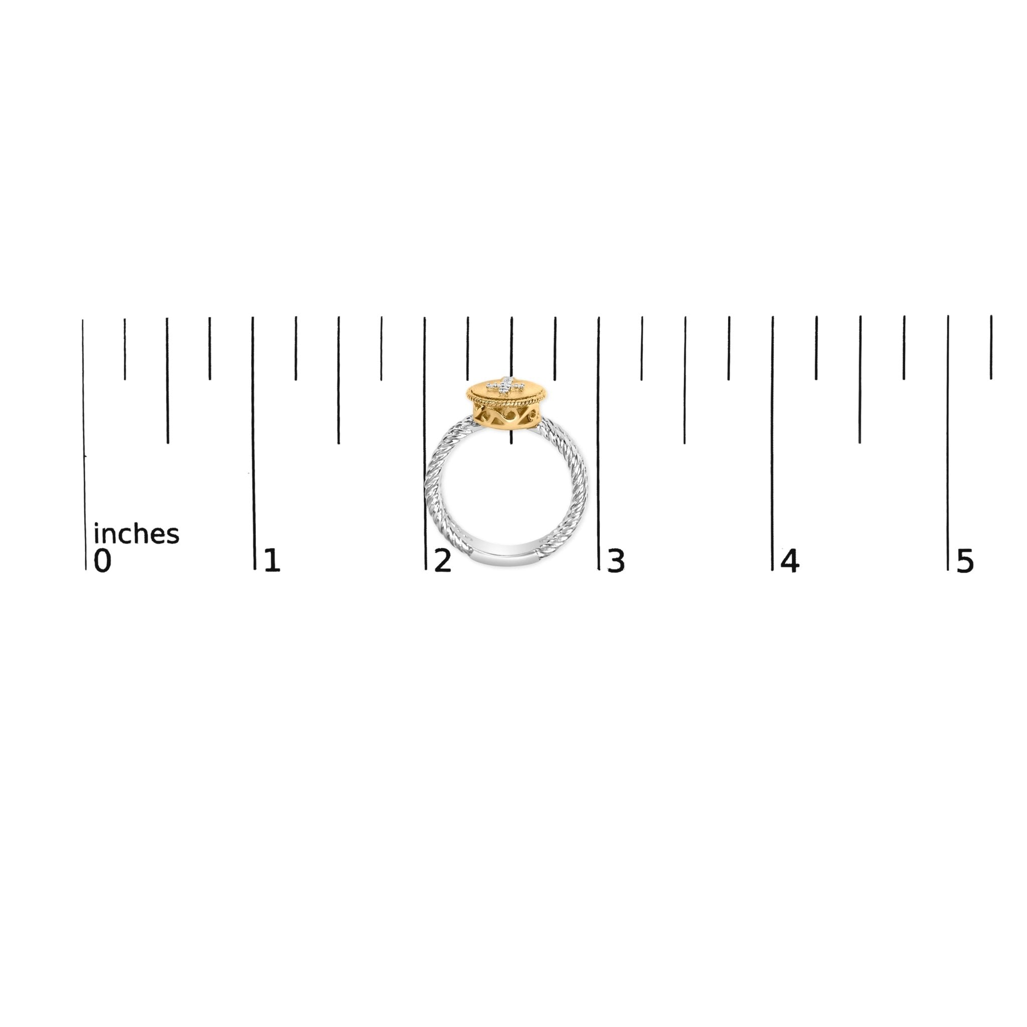 18K Yellow Gold Plated .925 Sterling Silver Diamond Cross Ring with Satin Finish (I - J Color, SI1 - SI2 Clarity) - Tuesday Morning - Rings