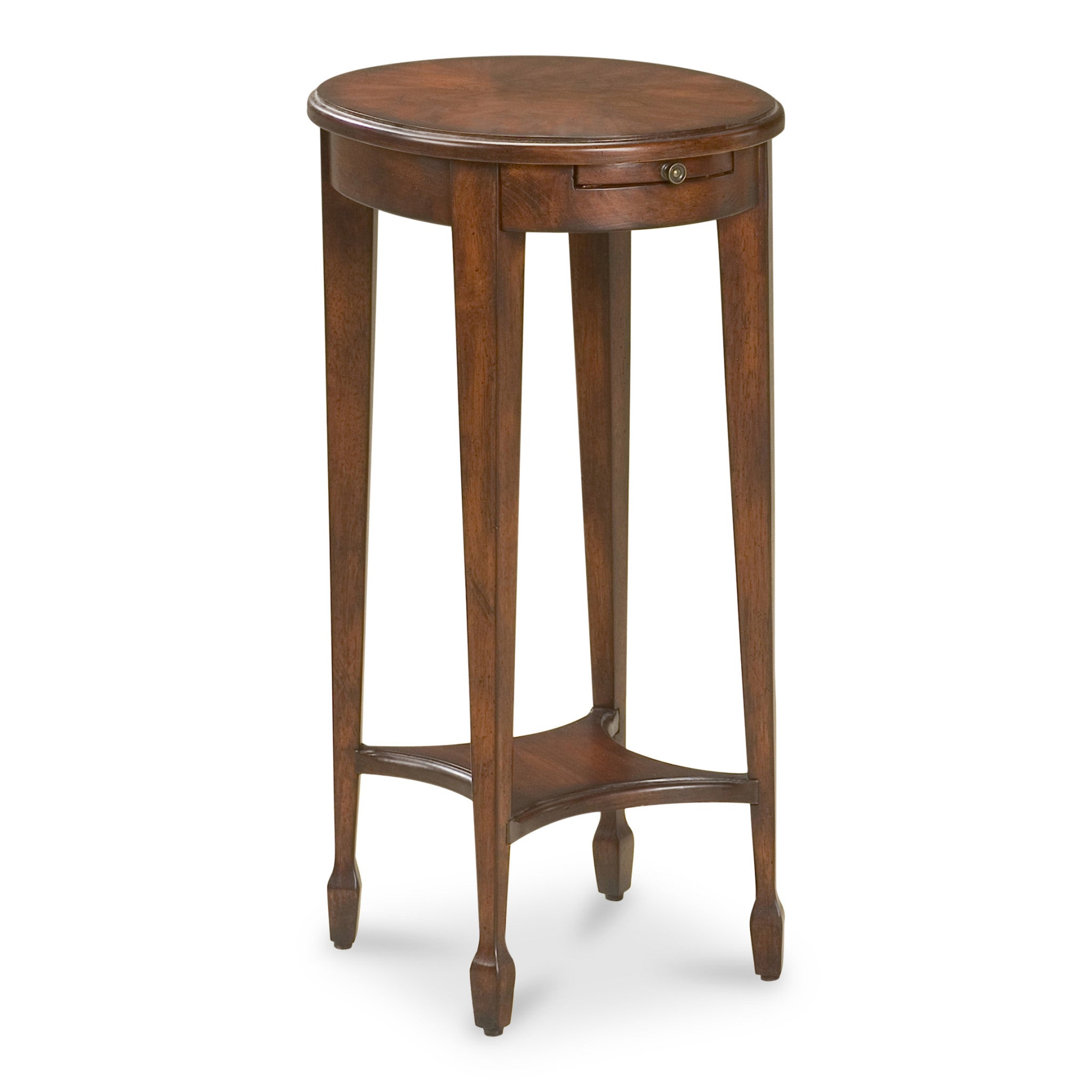 Manufactured Wood Oval End Table With Shelf