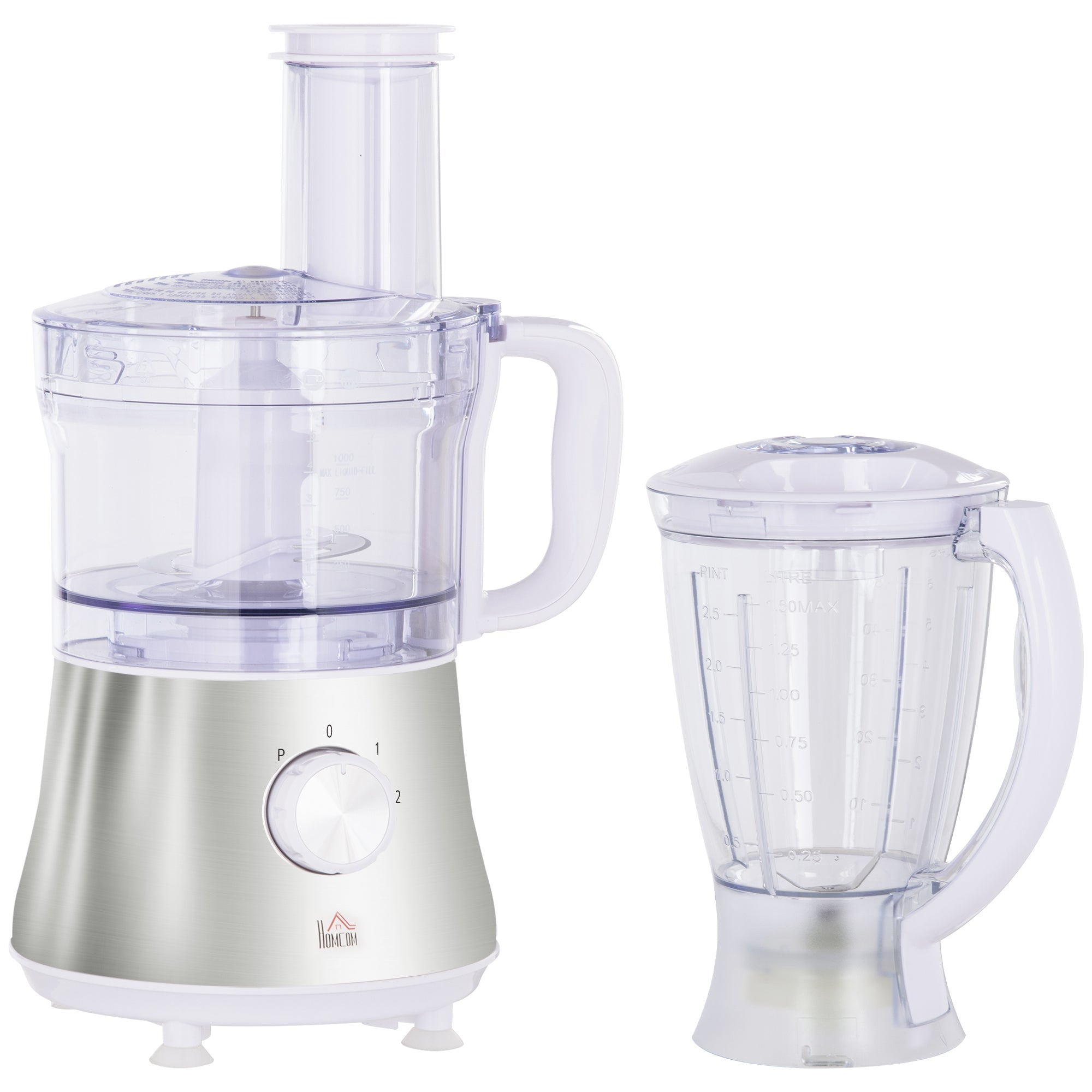 2 in 1 Blender and Food Processor Combo for Chopping, Slicing, Shredding, Mincing and Pureeing for Vegetable, Meat and Nuts, 500W 5 - Cup Bowl, 1.5L Blender Jug, 3 Blades and Adjustable Speed - Tuesday Morning - Blenders