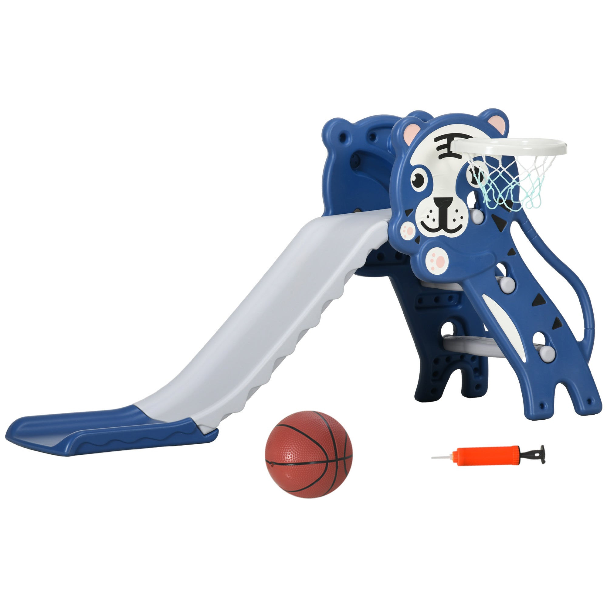 2 in 1 Toddler Slide for Indoors, Toy for Toddler, Easy Set Up Baby Slide with Basketball Hoop for Kids 18 - 36 Months, Blue - Tuesday Morning - Toys & Games