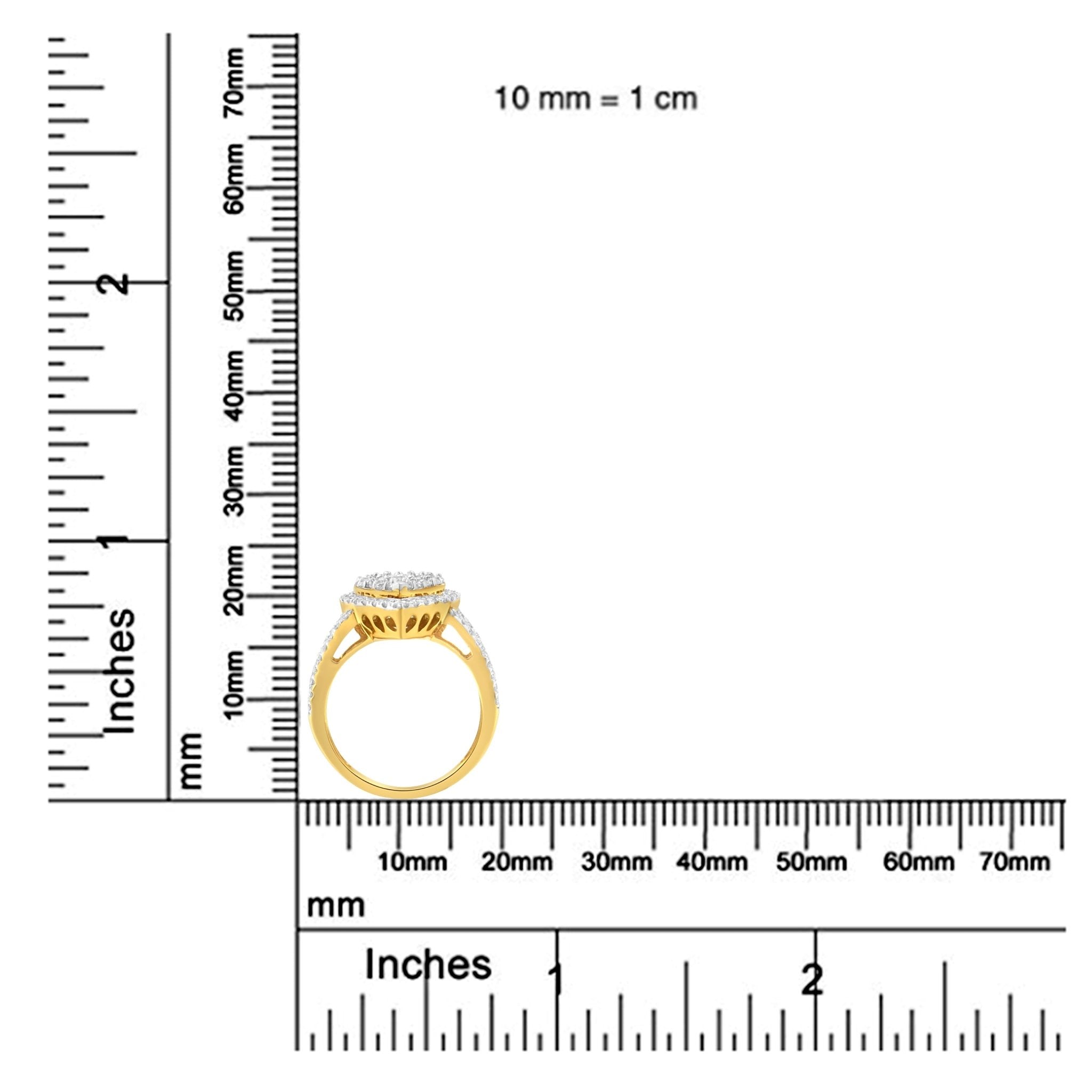 2 Micron Yellow Plated Sterling Silver Diamond Cluster Ring (1 1/2 cttw, J - K Color, I1 - I2 Clarity) - Tuesday Morning - Rings