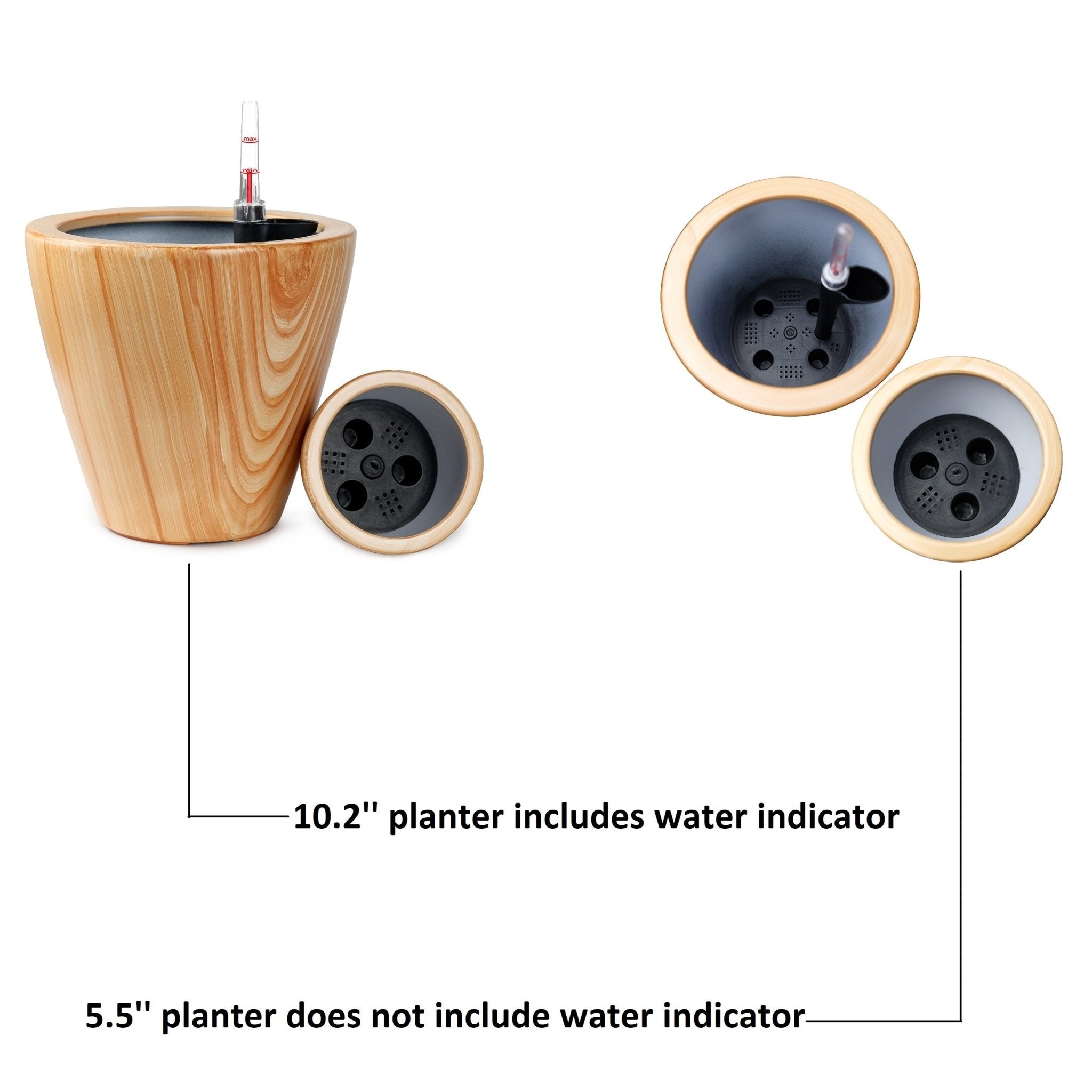 2 - Pack 10 in. Light Wood Plastic Self - watering Planter Pot - Tuesday Morning - Pots & Planters