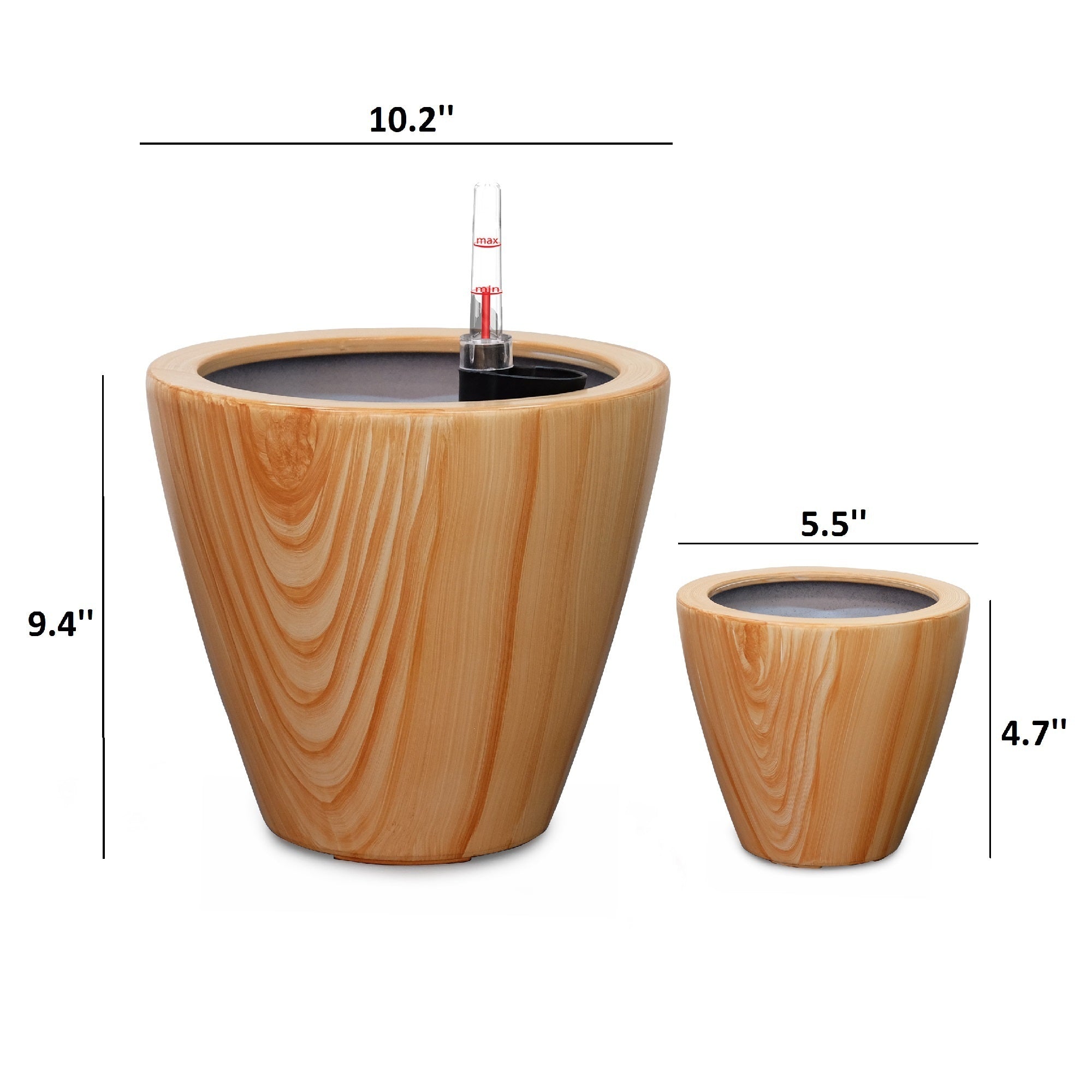 2 - Pack 10 in. Light Wood Plastic Self - watering Planter Pot - Tuesday Morning - Pots & Planters