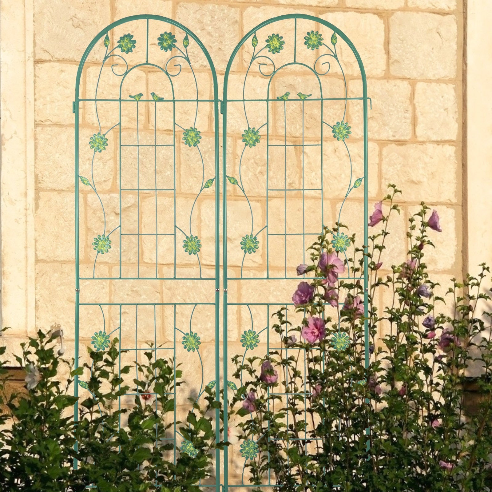 2 Pack Metal Garden Trellis 71 x 19.7 Rustproof Trellis for Climbing Plants Outdoor Flower Support Green - Tuesday Morning - Pots & Planters