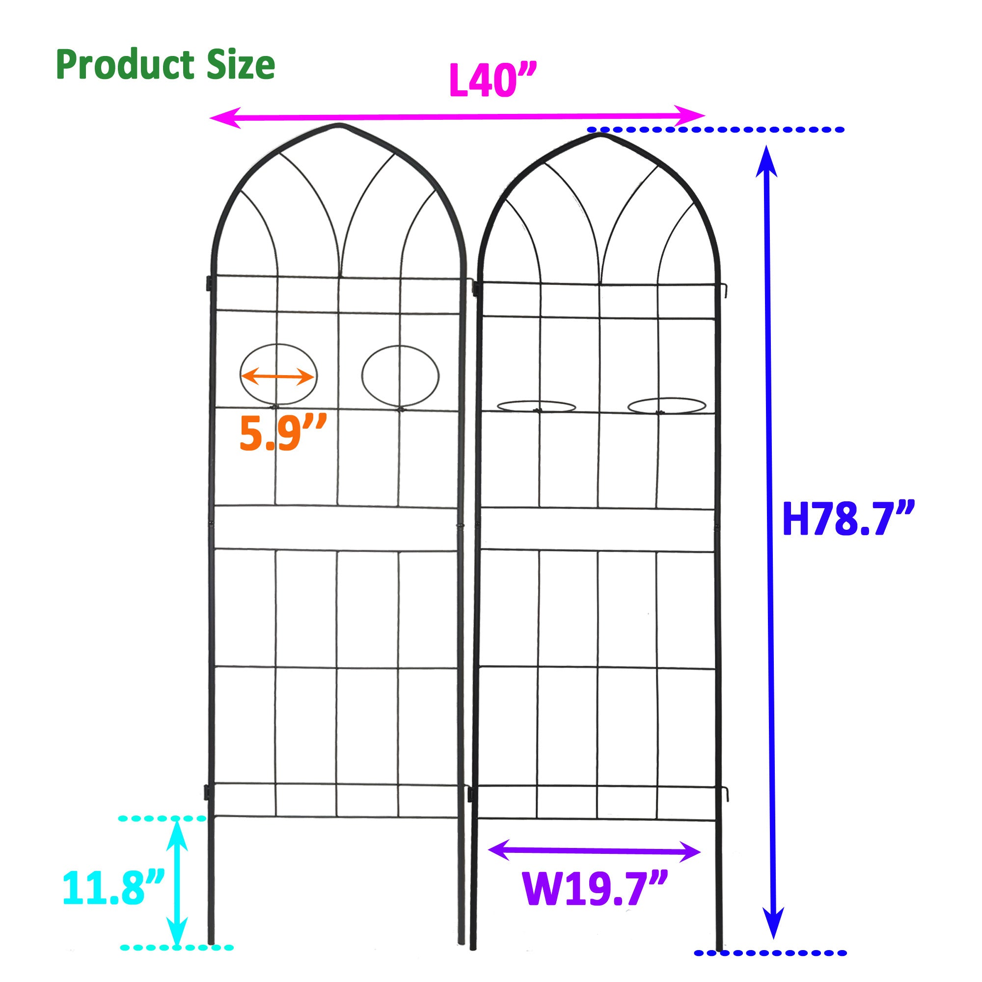 2 Pack Metal Garden Trellis 78.7 x 19.7 Rustproof Trellis for Climbing Plants Outdoor Flower Support Black - Tuesday Morning - Pots & Planters