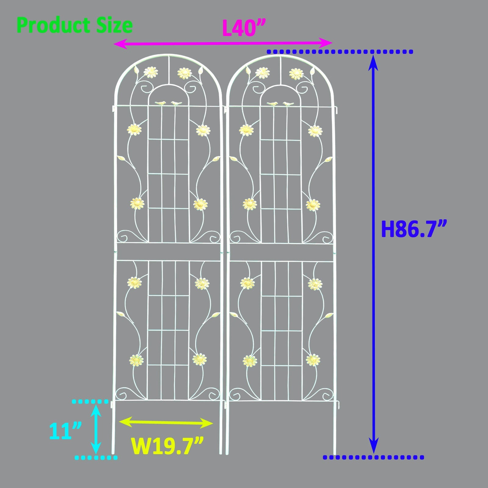 2 Pack Metal Garden Trellis 86.7 x 19.7 Rustproof Trellis for Climbing Plants Outdoor Flower Support White - Tuesday Morning - Pots & Planters