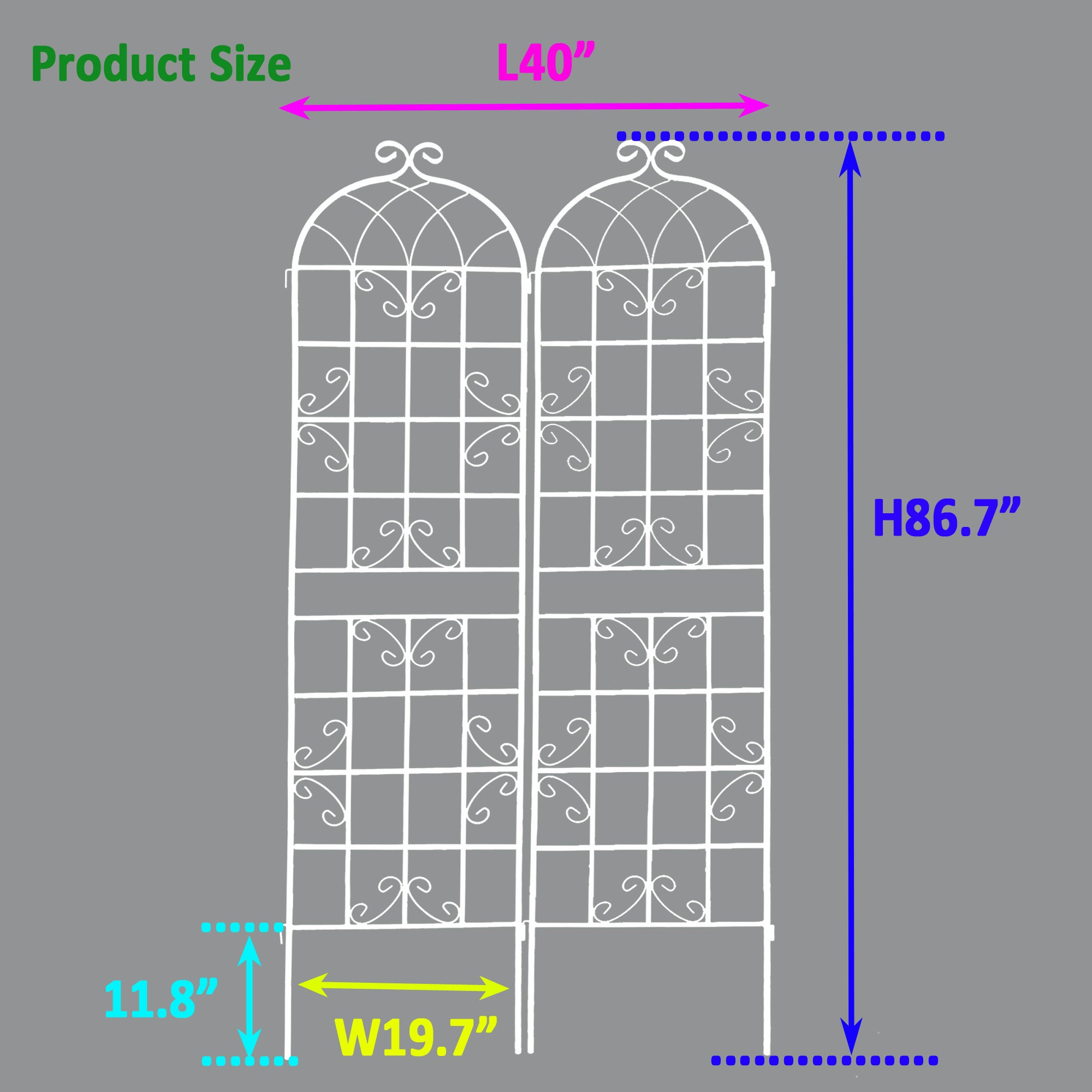 2 Pack Metal Garden Trellis 86.7 x 19.7 Rustproof Trellis for Climbing Plants Outdoor Flower Support White - Tuesday Morning - Pots & Planters