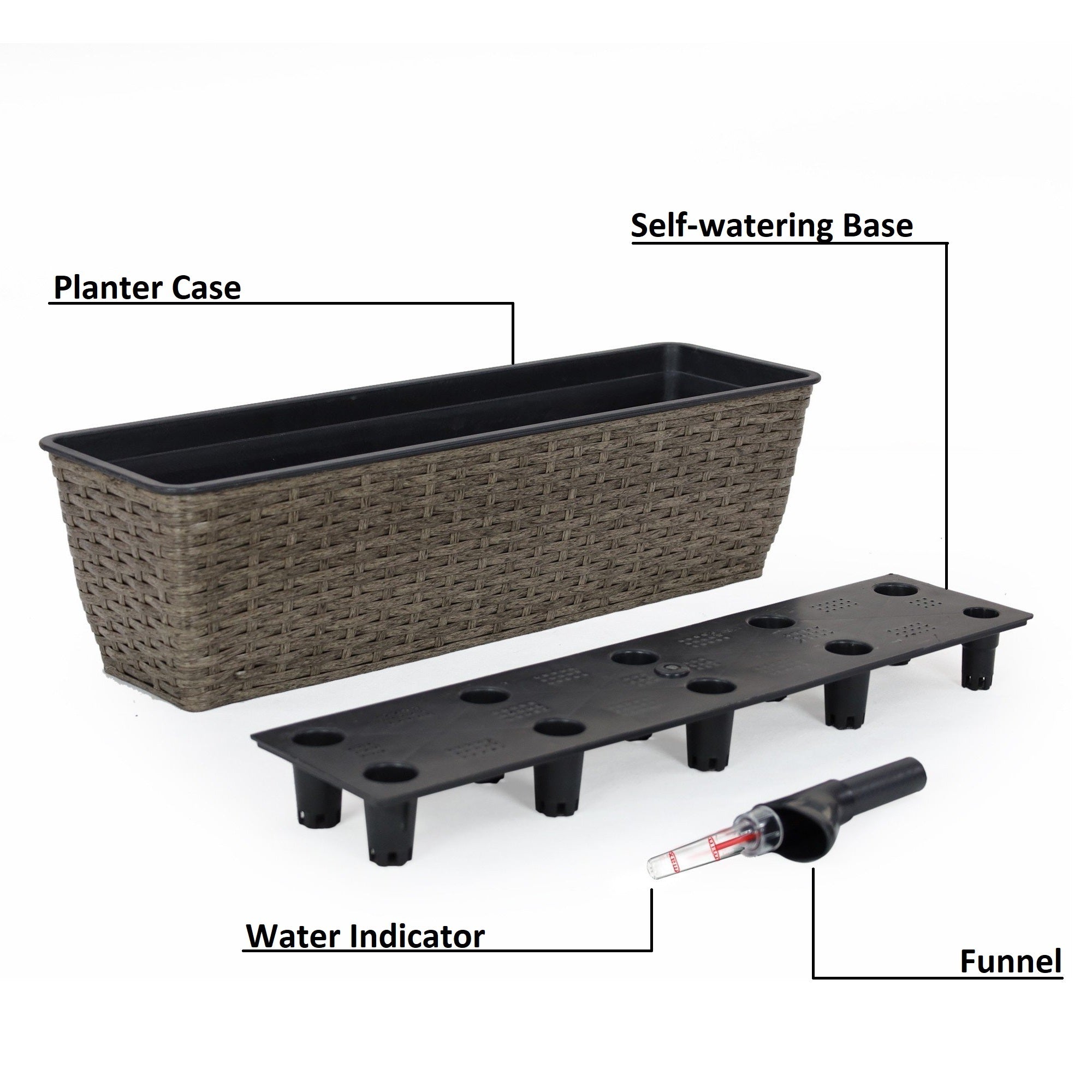 2 - Pack Self - watering Planter - Hand Woven Wicker - Rectangular - Dark Gray - Tuesday Morning - Pots & Planters