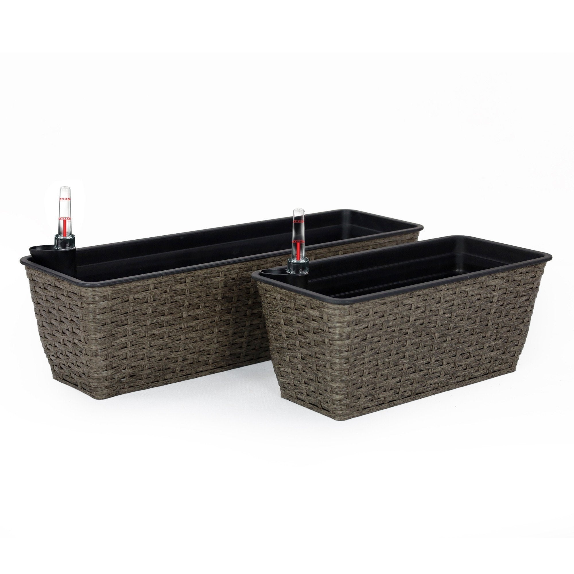 2 - Pack Self - watering Planter - Hand Woven Wicker - Rectangular - Dark Gray - Tuesday Morning - Pots & Planters