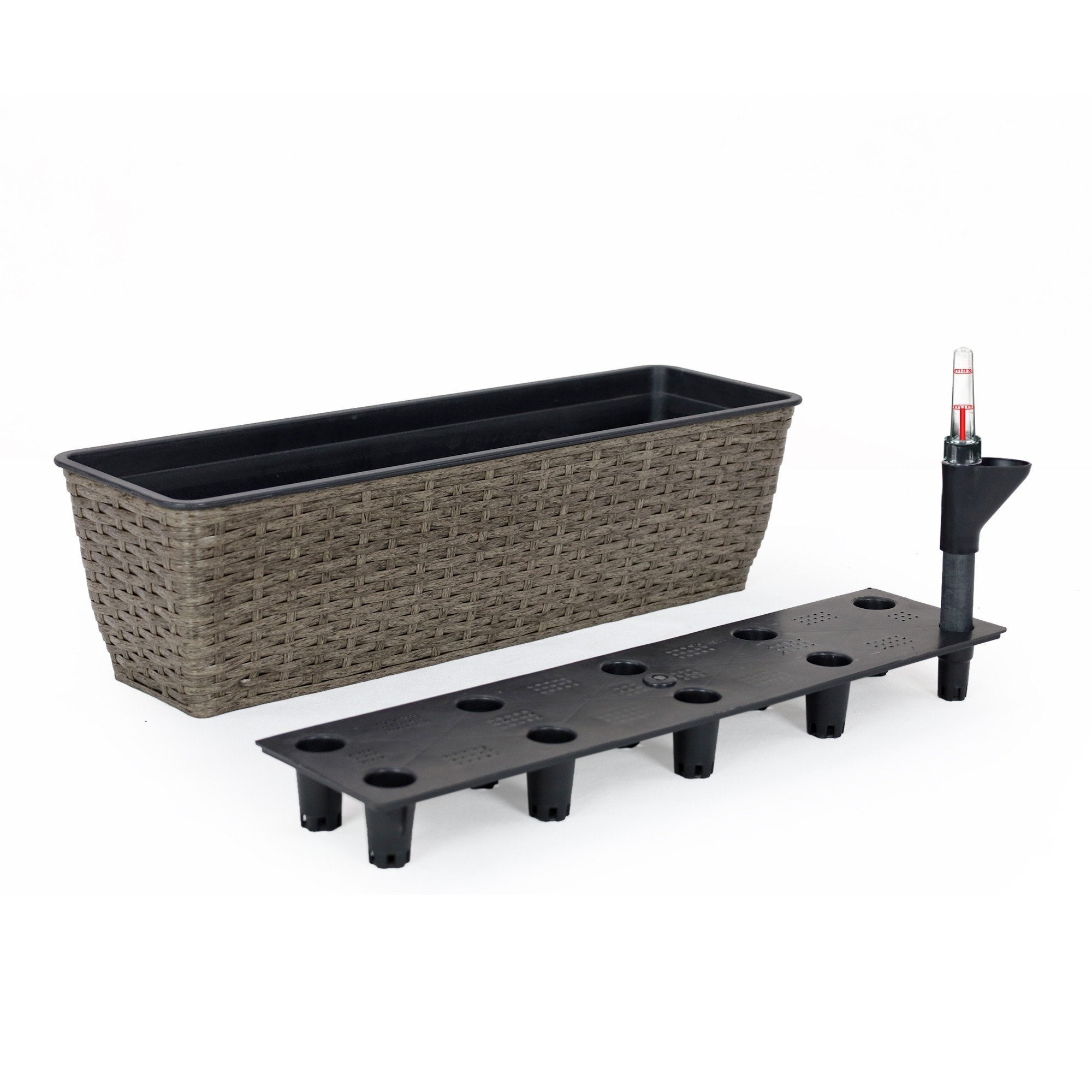 2 - Pack Self - watering Planter - Hand Woven Wicker - Rectangular - Dark Gray - Tuesday Morning - Pots & Planters