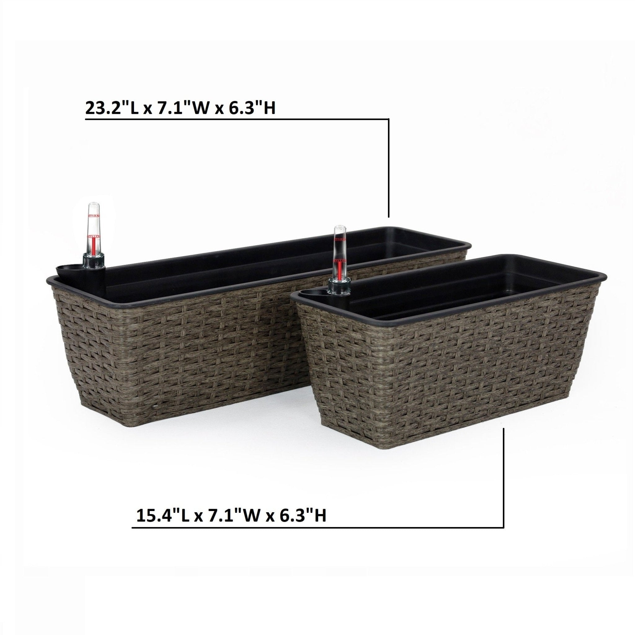 2 - Pack Self - watering Planter - Hand Woven Wicker - Rectangular - Dark Gray - Tuesday Morning - Pots & Planters