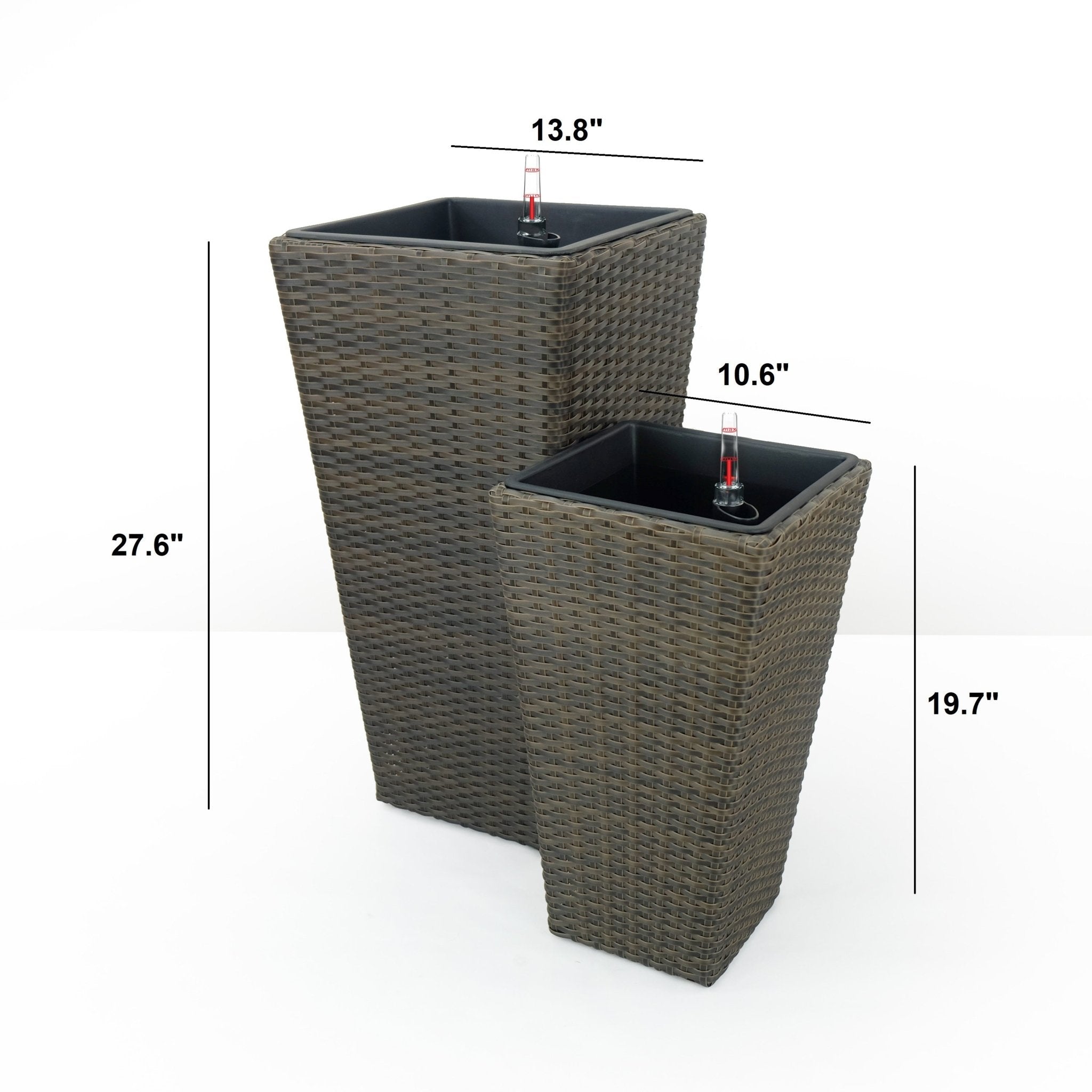 2 - Pack Self - watering Planter - Hand Woven Wicker - Square - Expresso - Tuesday Morning - Pots & Planters