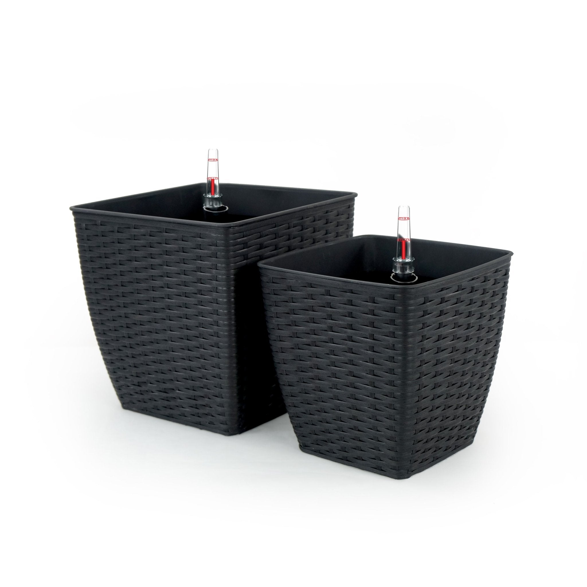 2 - Pack Self - watering Planter - Hand Woven Wicker - Thin Square - Espresso - Tuesday Morning - Pots & Planters