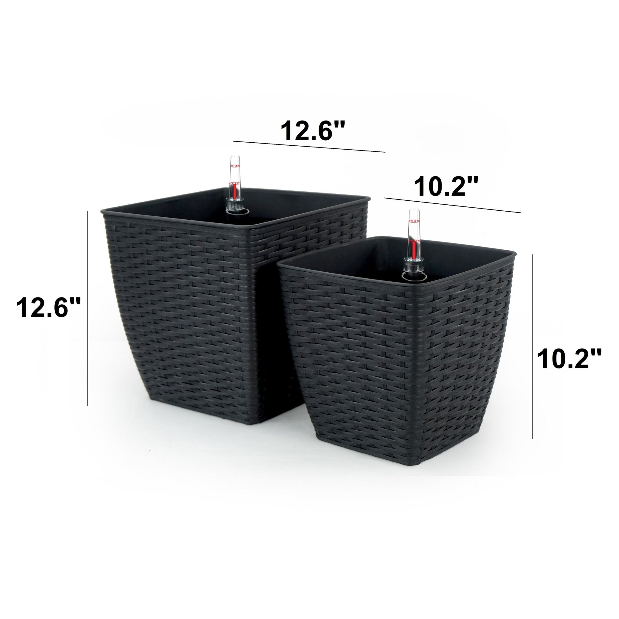 2 - Pack Self - watering Planter - Hand Woven Wicker - Thin Square - Espresso - Tuesday Morning - Pots & Planters