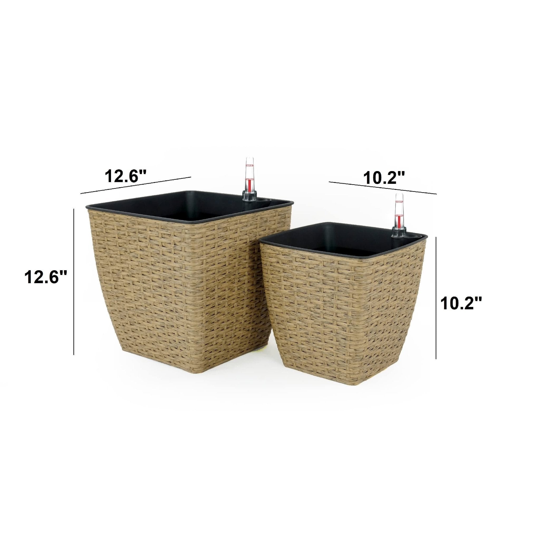 2 - Pack Self - watering Planter - Hand Woven Wicker - Thin Square - Natural - Tuesday Morning - Pots & Planters