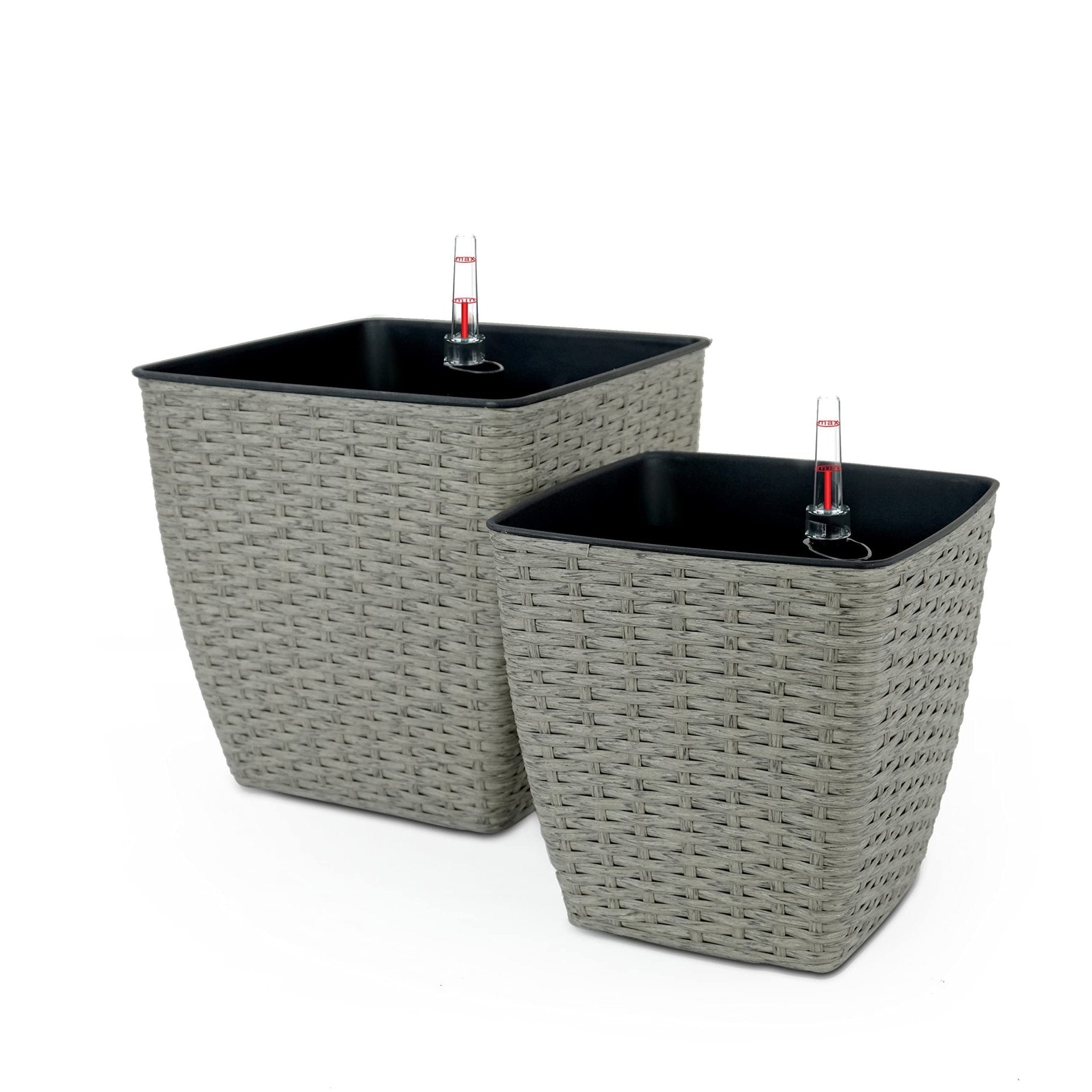 2 - Pack Self - watering Planter - Hand Woven Wicker - Thin Square - Tuesday Morning - Pots & Planters