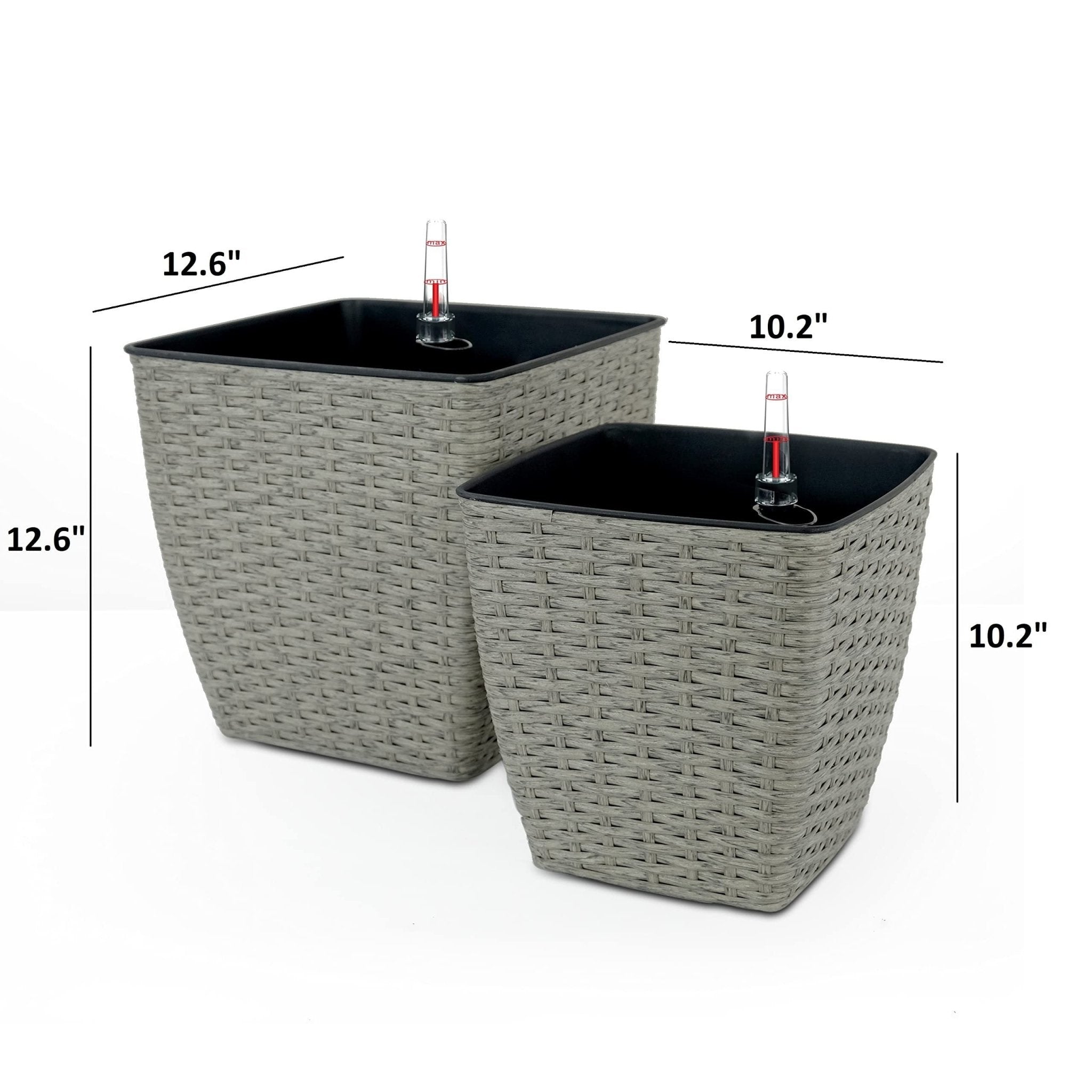 2 - Pack Self - watering Planter - Hand Woven Wicker - Thin Square - Tuesday Morning - Pots & Planters