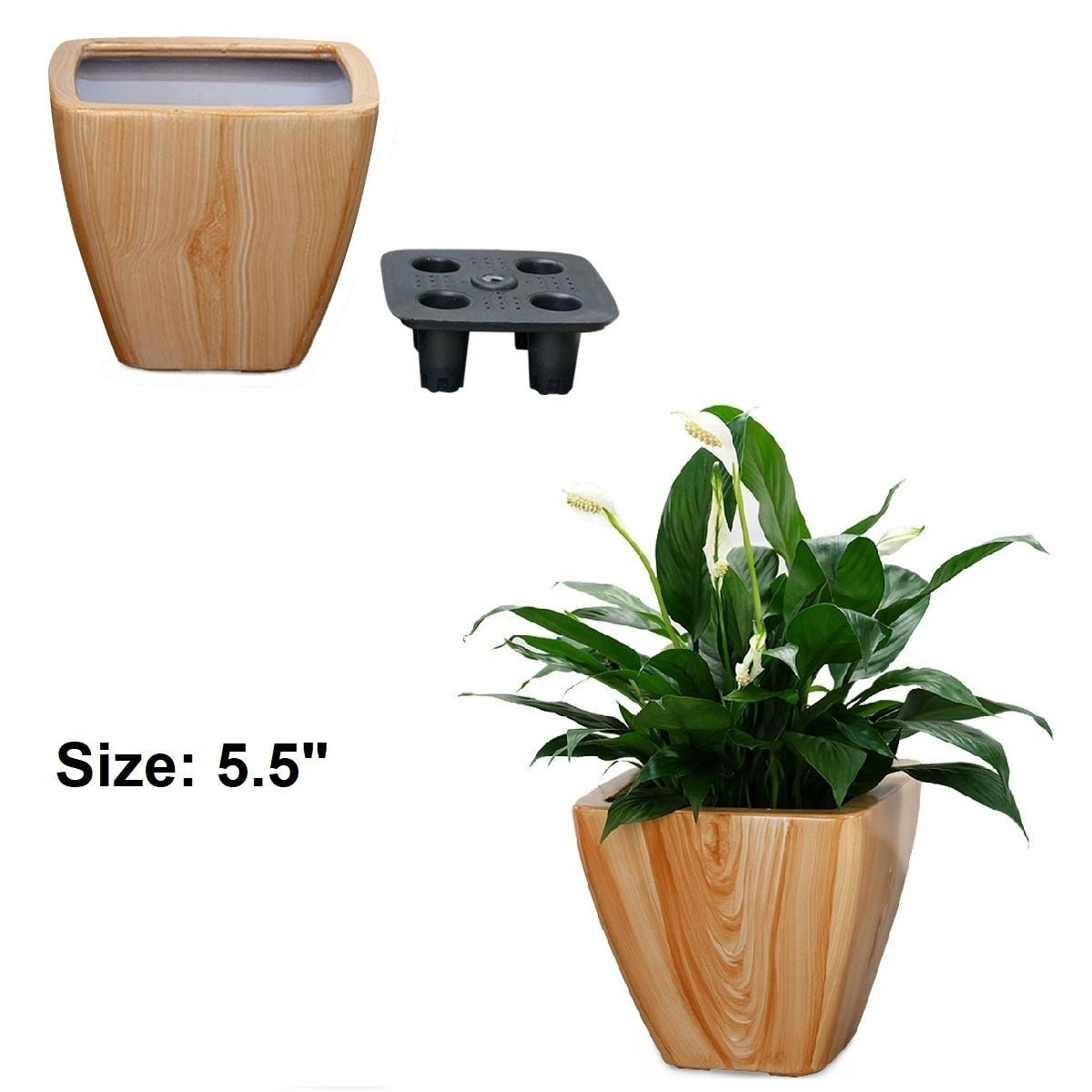 2 - Pack Smart Self - watering Planter Pot for Indoor and Outdoor - Light Wood - Square Cone - Tuesday Morning - Pots & Planters