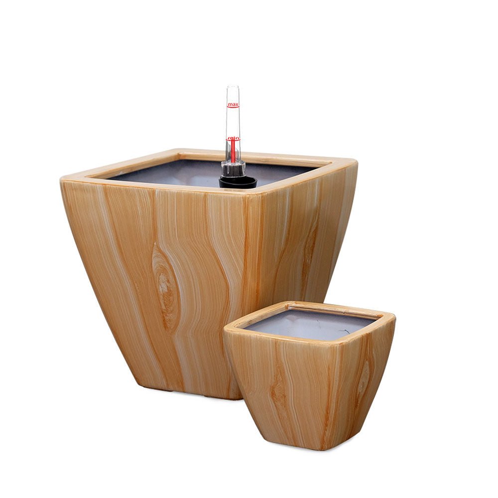 2 - Pack Smart Self - watering Planter Pot for Indoor and Outdoor - Light Wood - Square Cone - Tuesday Morning - Pots & Planters