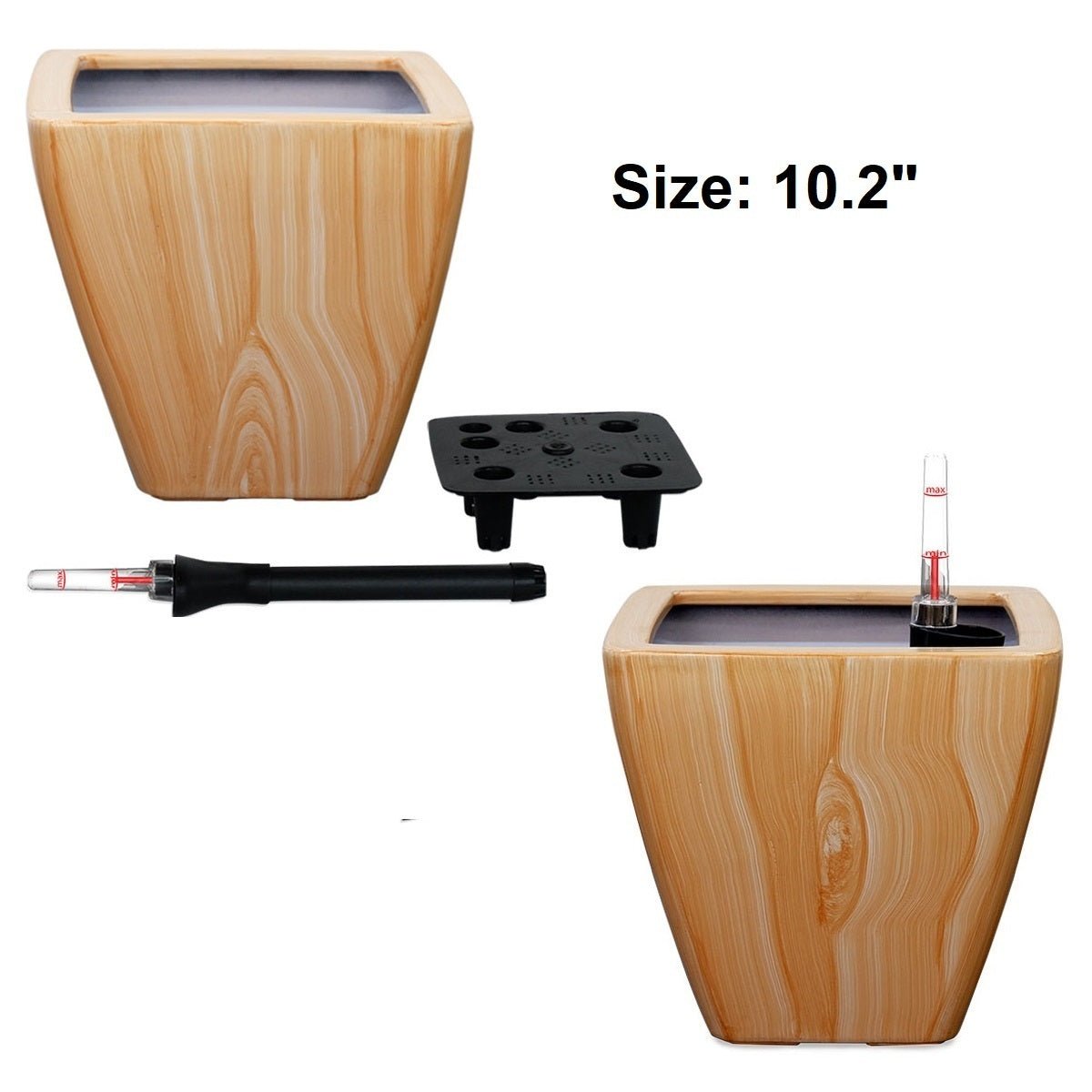 2 - Pack Smart Self - watering Planter Pot for Indoor and Outdoor - Light Wood - Square Cone - Tuesday Morning - Pots & Planters