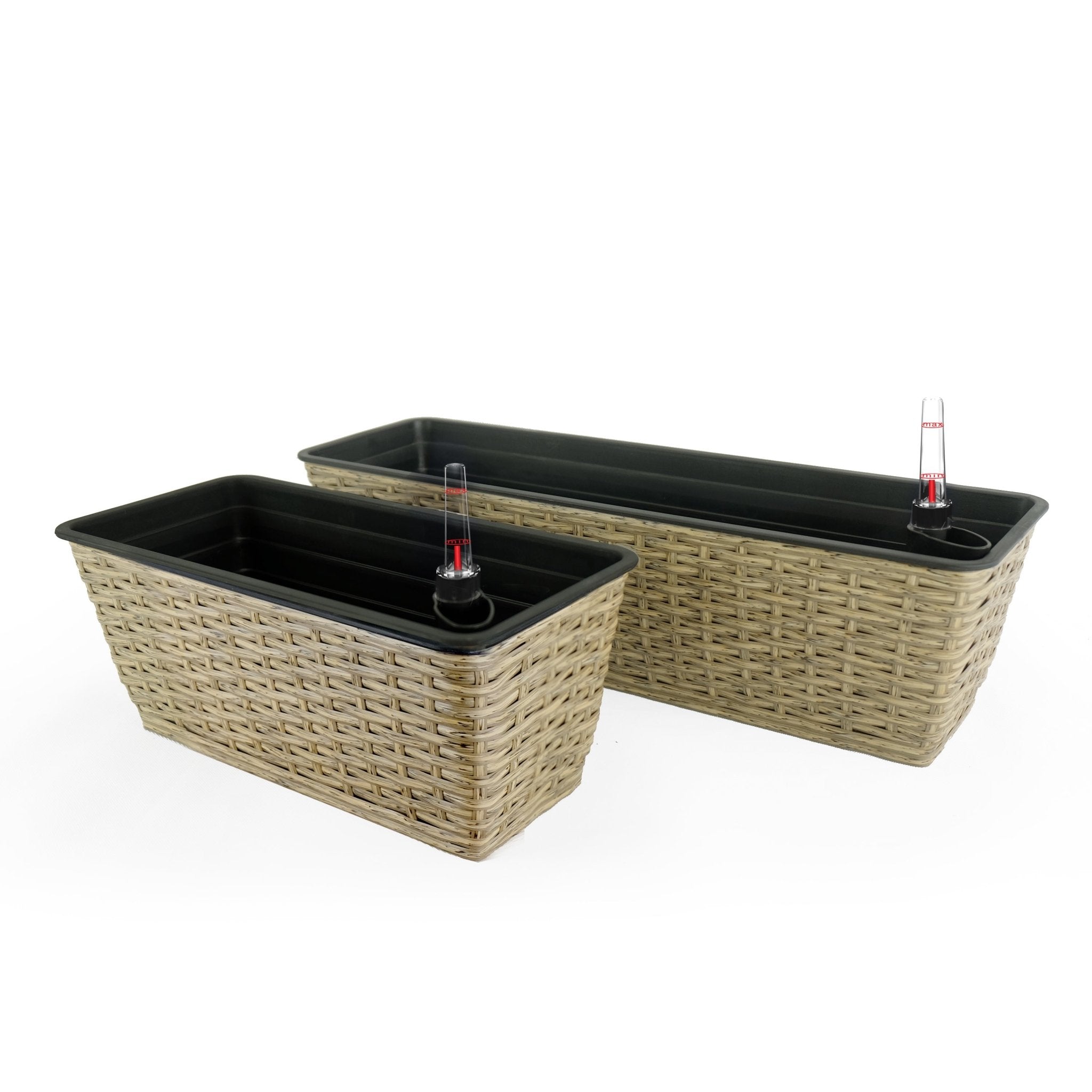 2 - Pack Smart Self - watering Rectangle Planter for Indoor and Outdoor - Hand Woven Wicker - Brown - Tuesday Morning - Pots & Planters