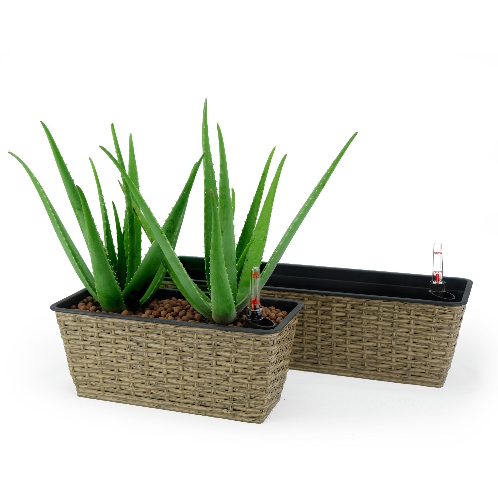 2 - Pack Smart Self - watering Rectangle Planter for Indoor and Outdoor - Hand Woven Wicker - Brown - Tuesday Morning - Pots & Planters