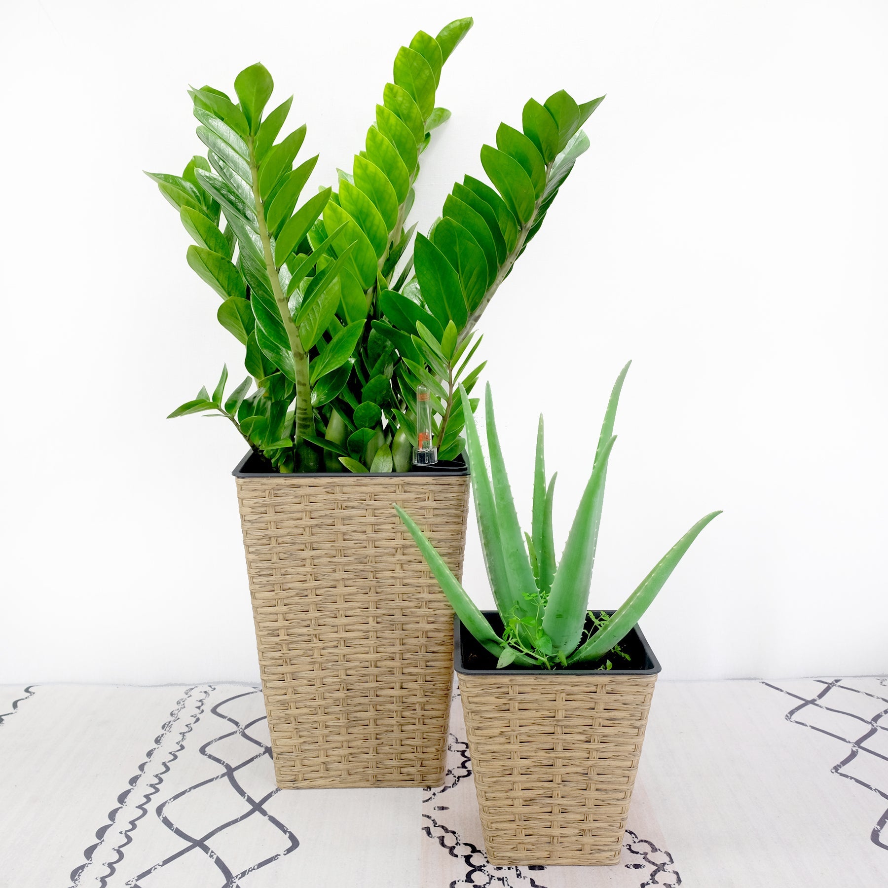 2 - Pack Smart Self - watering Square Planter for Indoor and Outdoor - Hand Woven Wicker - Brown - Tuesday Morning - Pots & Planters