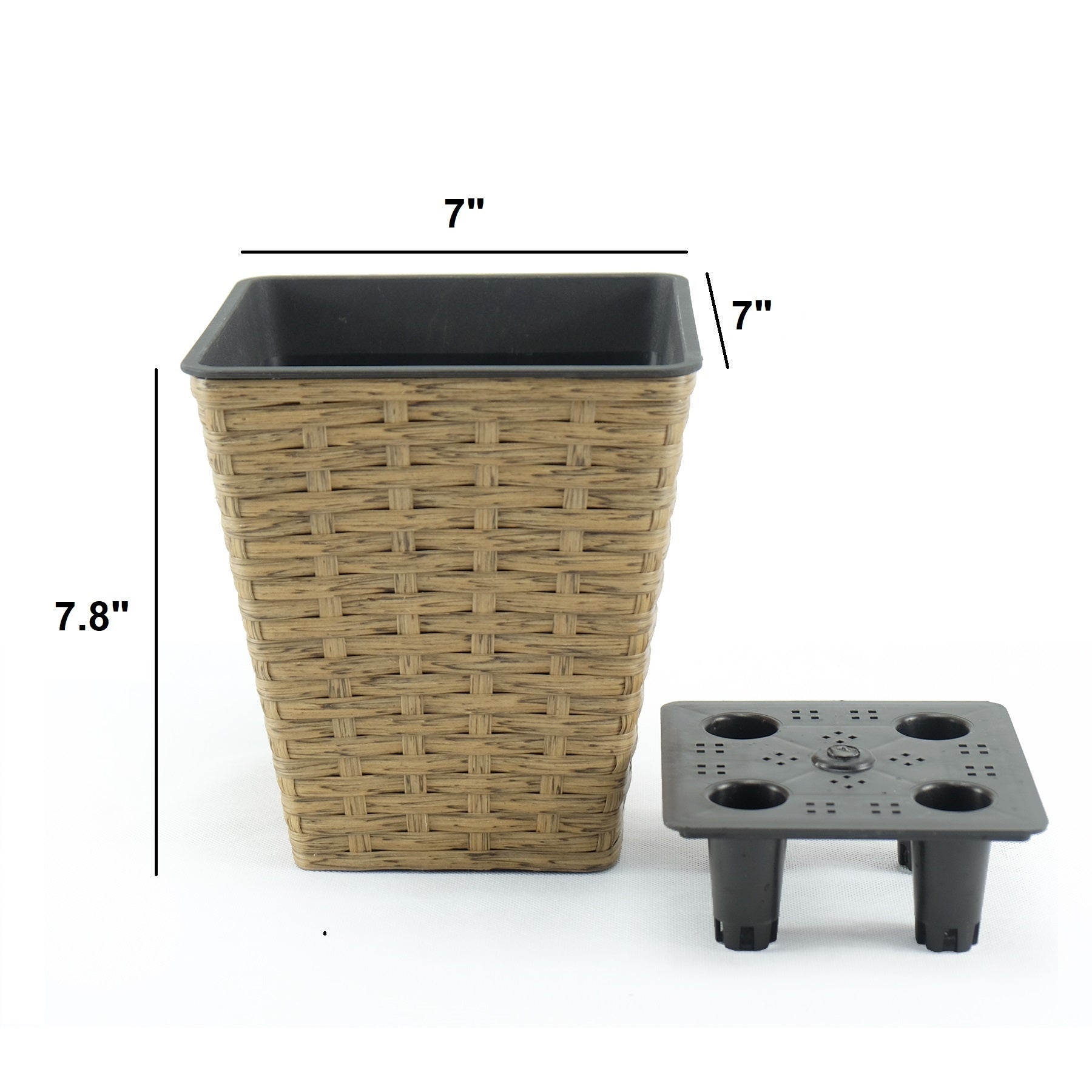 2 - Pack Smart Self - watering Square Planter for Indoor and Outdoor - Hand Woven Wicker - Brown - Tuesday Morning - Pots & Planters