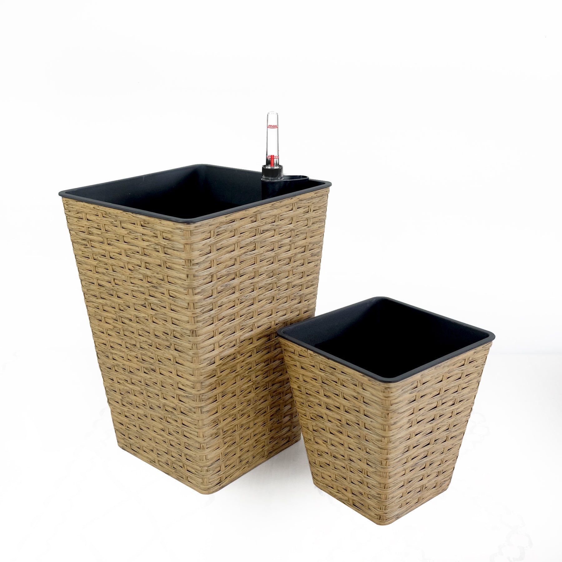 2 - Pack Smart Self - watering Square Planter for Indoor and Outdoor - Hand Woven Wicker - Brown - Tuesday Morning - Pots & Planters