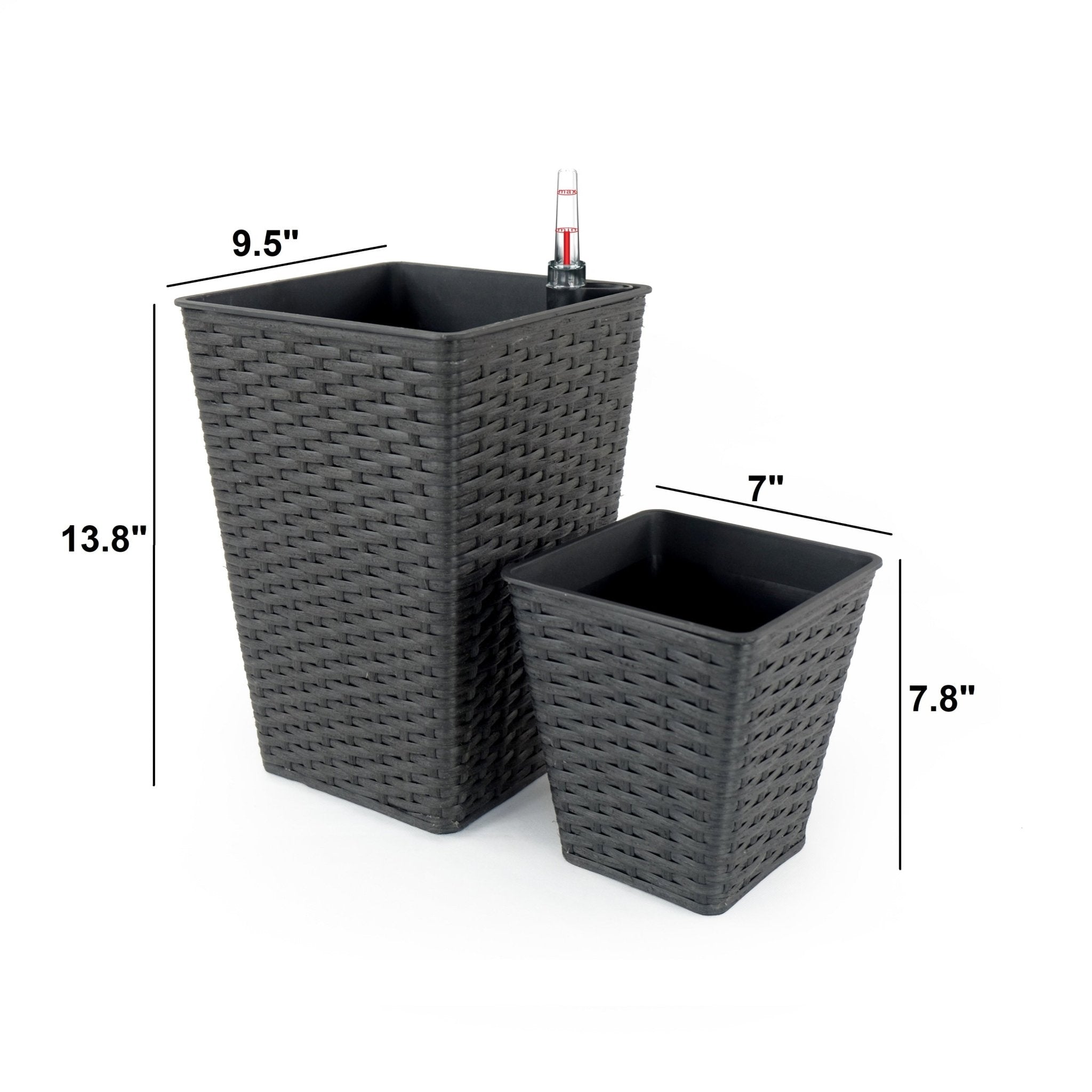 2 - Pack Smart Self - watering Square Planter for Indoor and Outdoor - Hand Woven Wicker - Espresso - Tuesday Morning - Pots & Planters