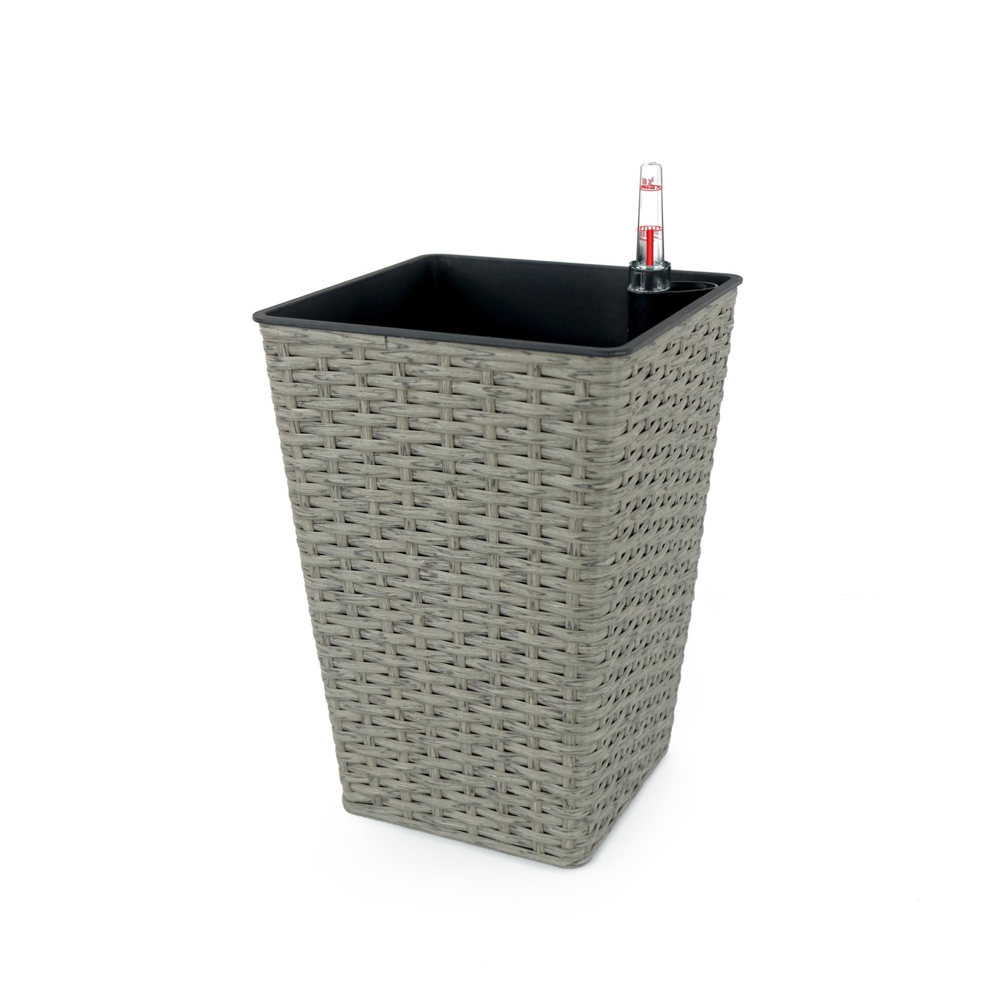 2 - Pack Smart Self - watering Square Planter for Indoor and Outdoor - Hand Woven Wicker - Gray - Tuesday Morning - Pots & Planters