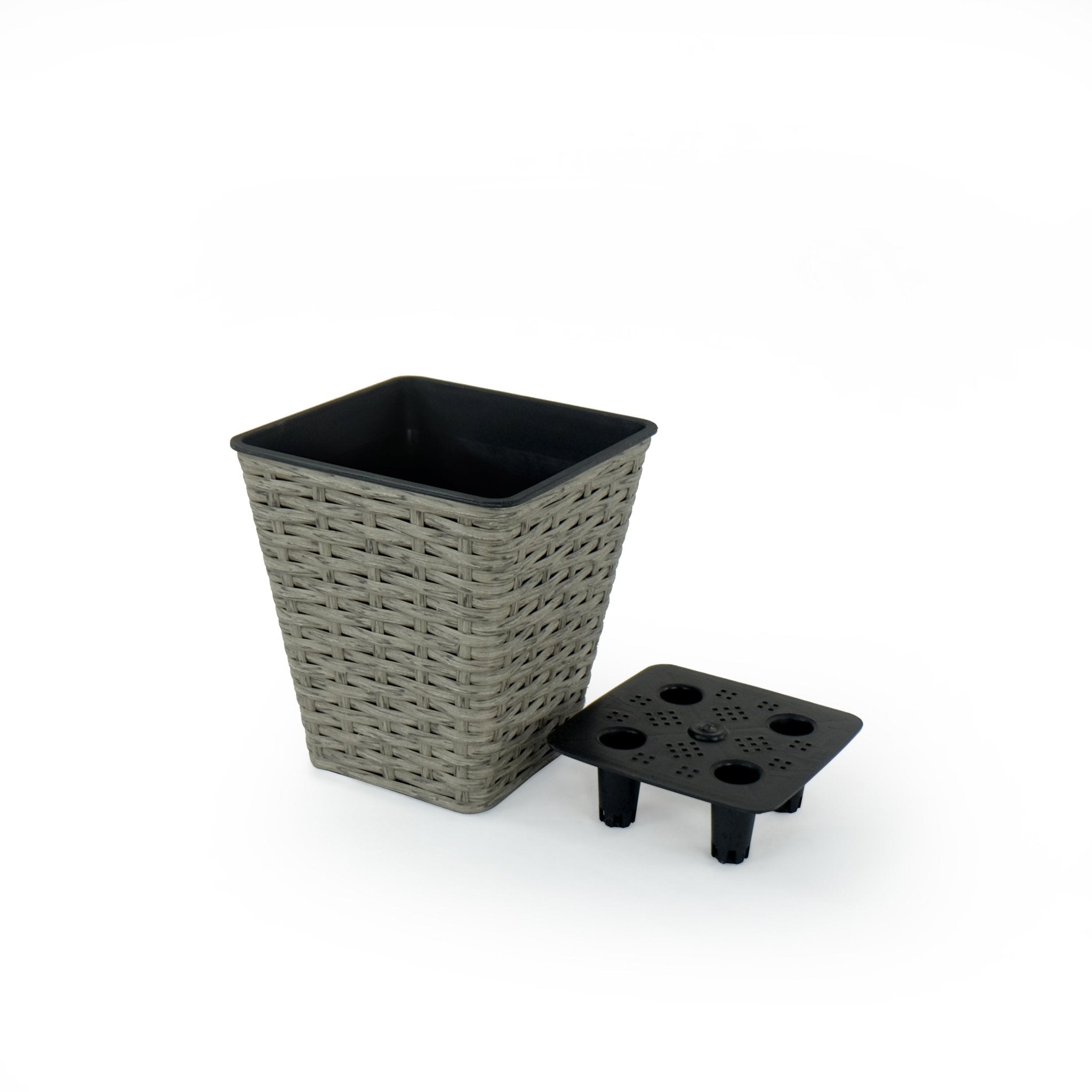 2 - Pack Smart Self - watering Square Planter for Indoor and Outdoor - Hand Woven Wicker - Gray - Tuesday Morning - Pots & Planters