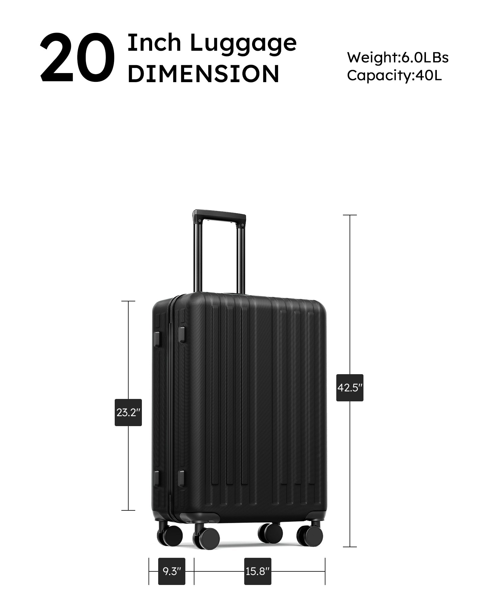 20 - inch Carry - on luggage with 360°Spinner Wheels Suitcases with Hard - sided Lightweight ABS Material - Tuesday Morning - Luggage & Bags