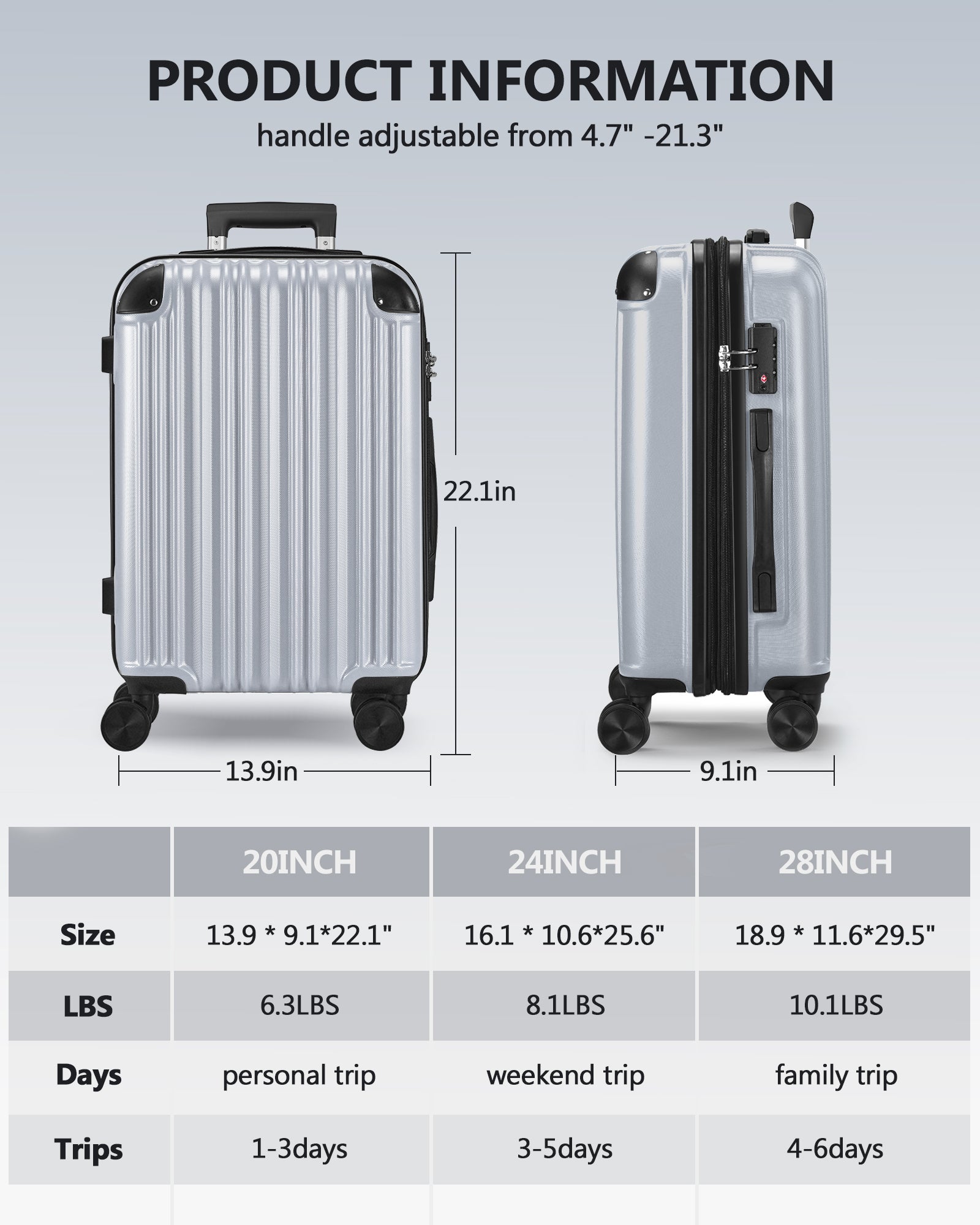 20 Inch Carry - on luggage with TSA Lock& Double Spinner Wheels, Expandable For Large Storage - Tuesday Morning - Luggage & Bags