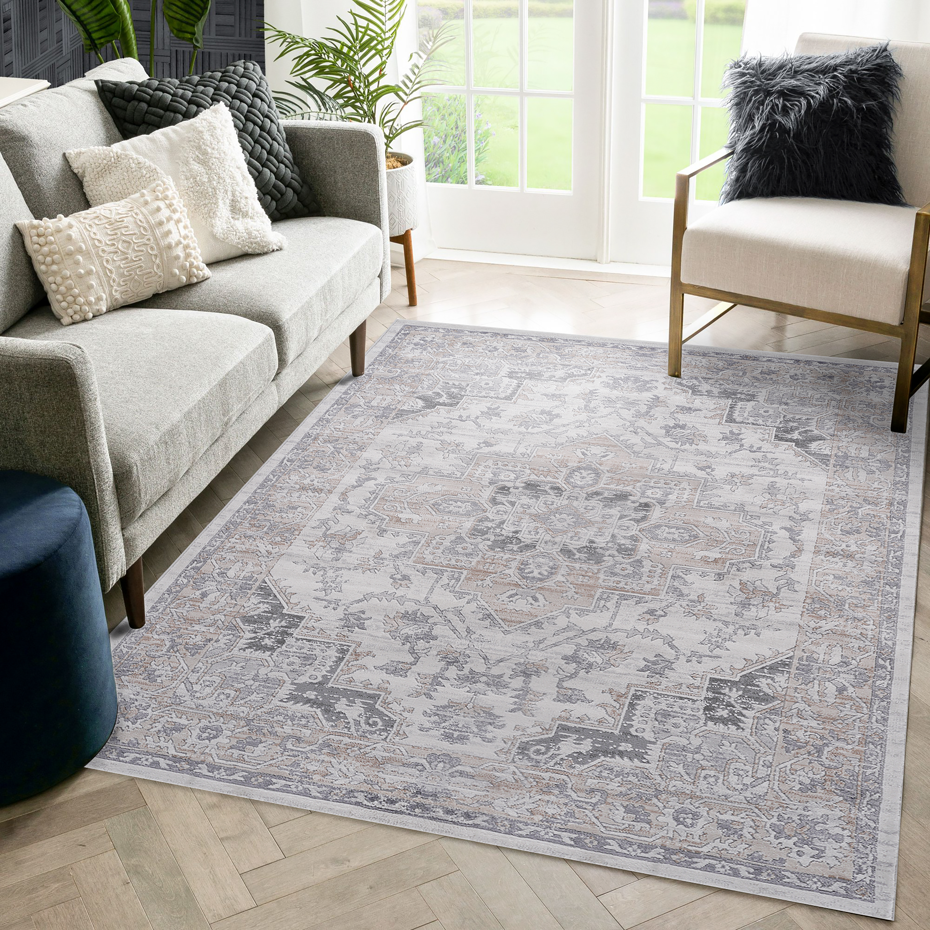 NAAR MARFI Collection Oriental Non-Shedding and Stain Resistant Area Rug