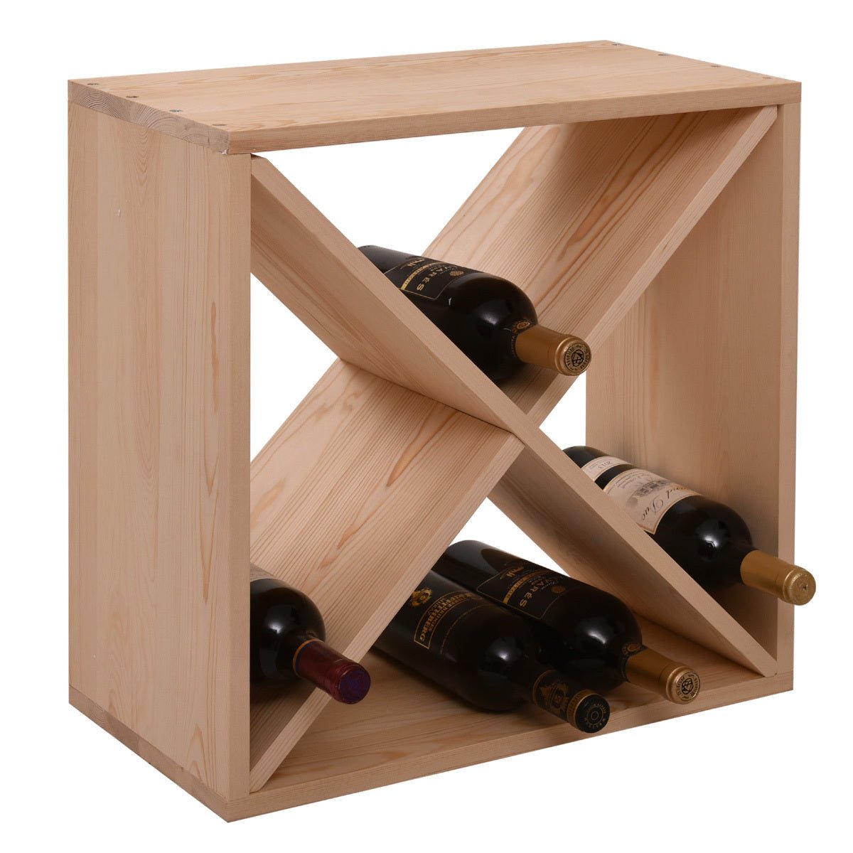 24 Bottle Modular Wine Rack, Stackable Wine Storage Cube, Burlywood - Tuesday Morning - Bar Carts and Servers