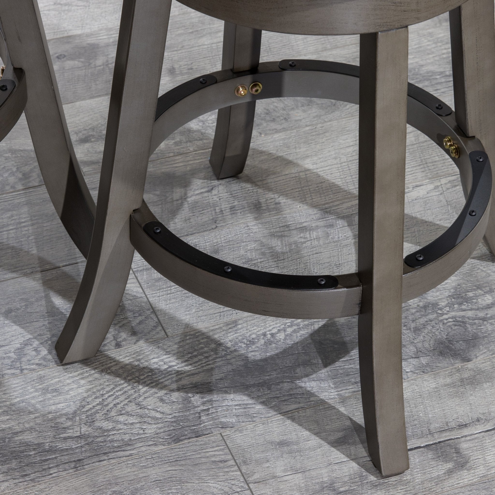 24 Counter Height Slat Back Swivel Stool, Weathered Gray Finish, Charcoal Fabric Seat - Tuesday Morning - Table & Bar Stools