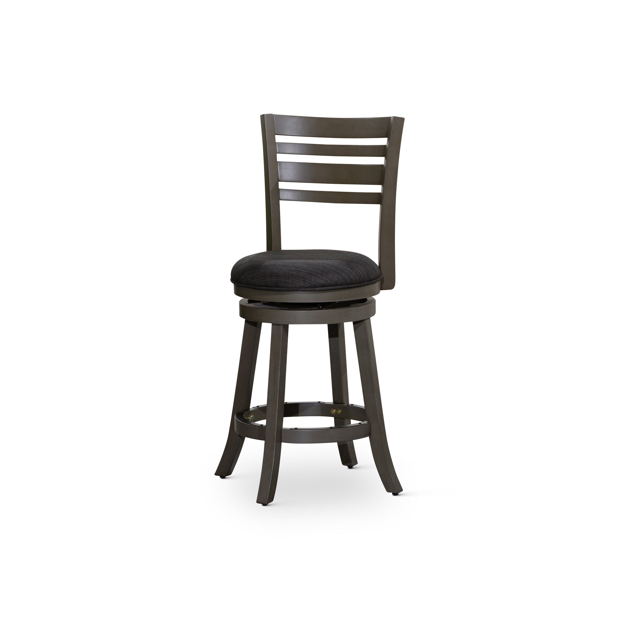 24 Counter Height Slat Back Swivel Stool, Weathered Gray Finish, Charcoal Fabric Seat - Tuesday Morning - Table & Bar Stools