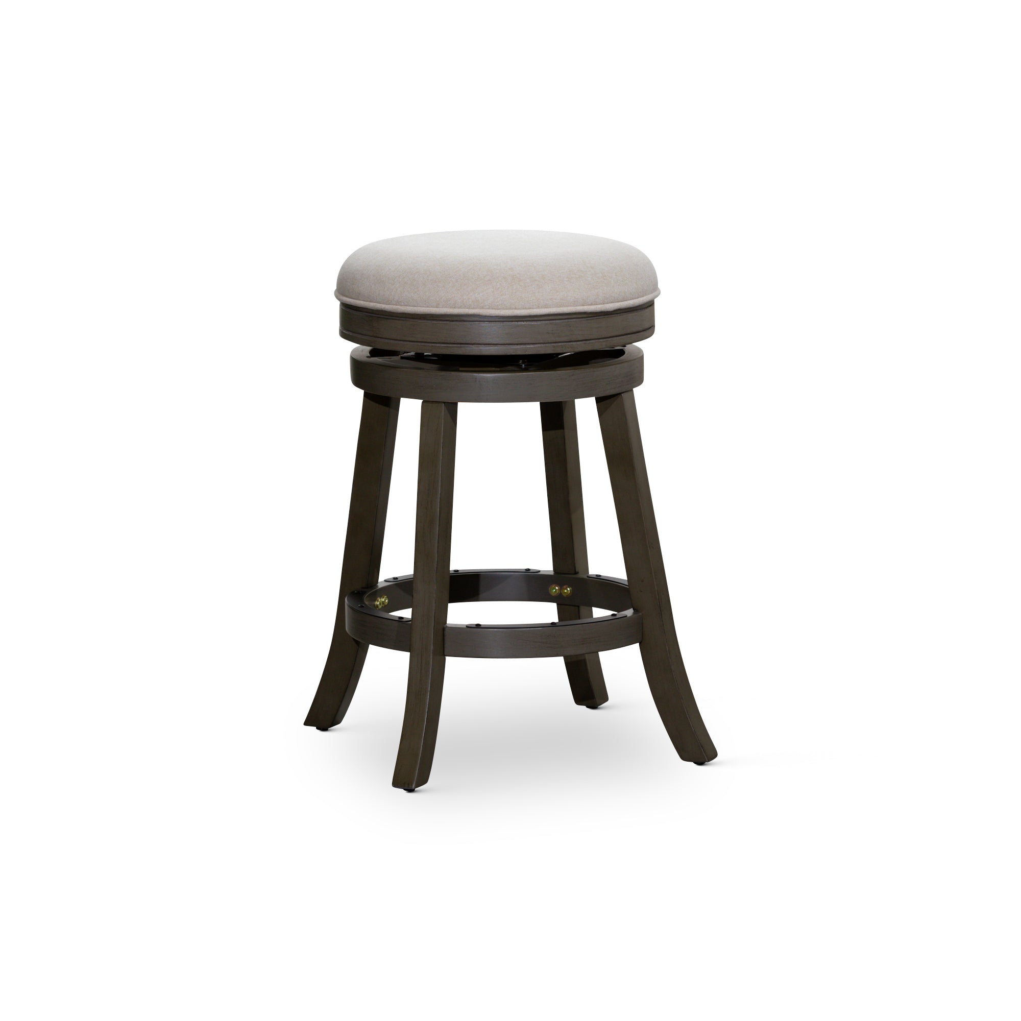 24 Counter Stool, Weathered Gray Finish, Charcoal Fabric Seat - Tuesday Morning - Table & Bar Stools