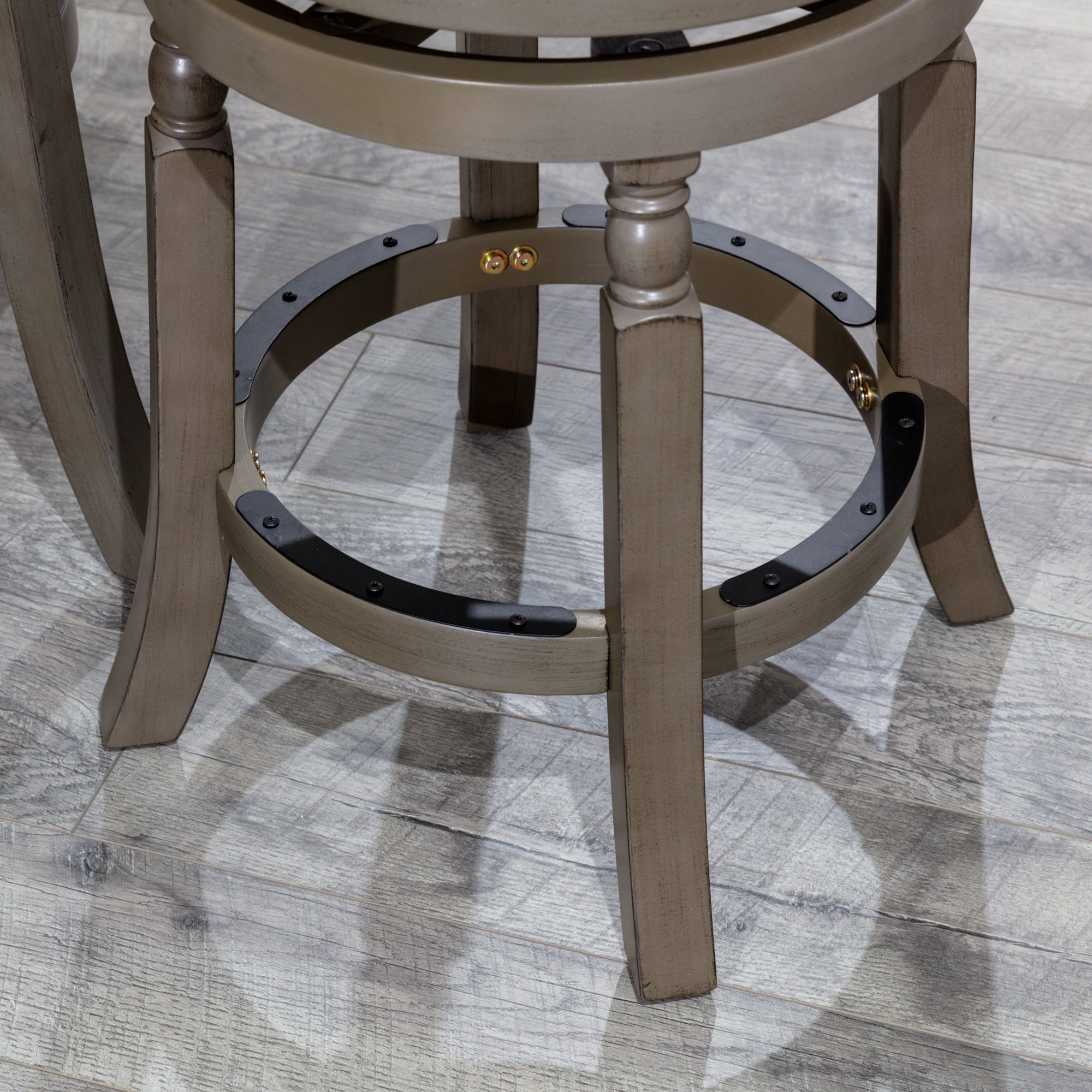 24 Counter Stool, Weathered Gray Finish, Charcoal Fabric Seat - Tuesday Morning - Table & Bar Stools