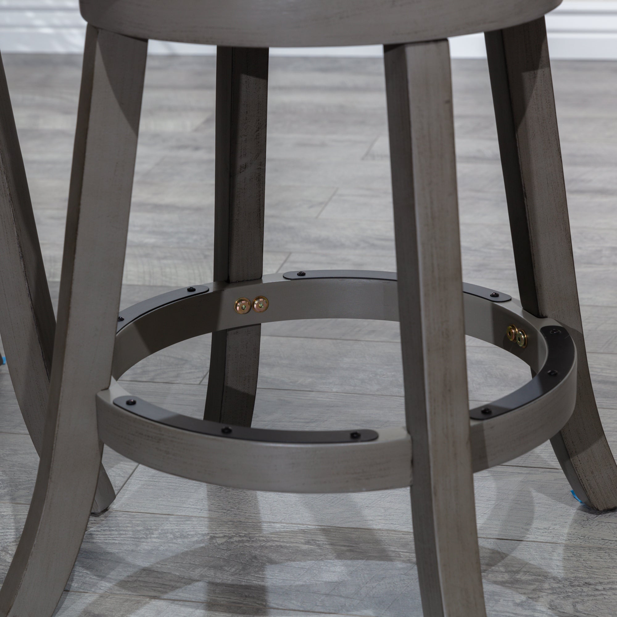 24 Counter Stool, Weathered Gray Finish, Charcoal Fabric Seat - Tuesday Morning - Table & Bar Stools