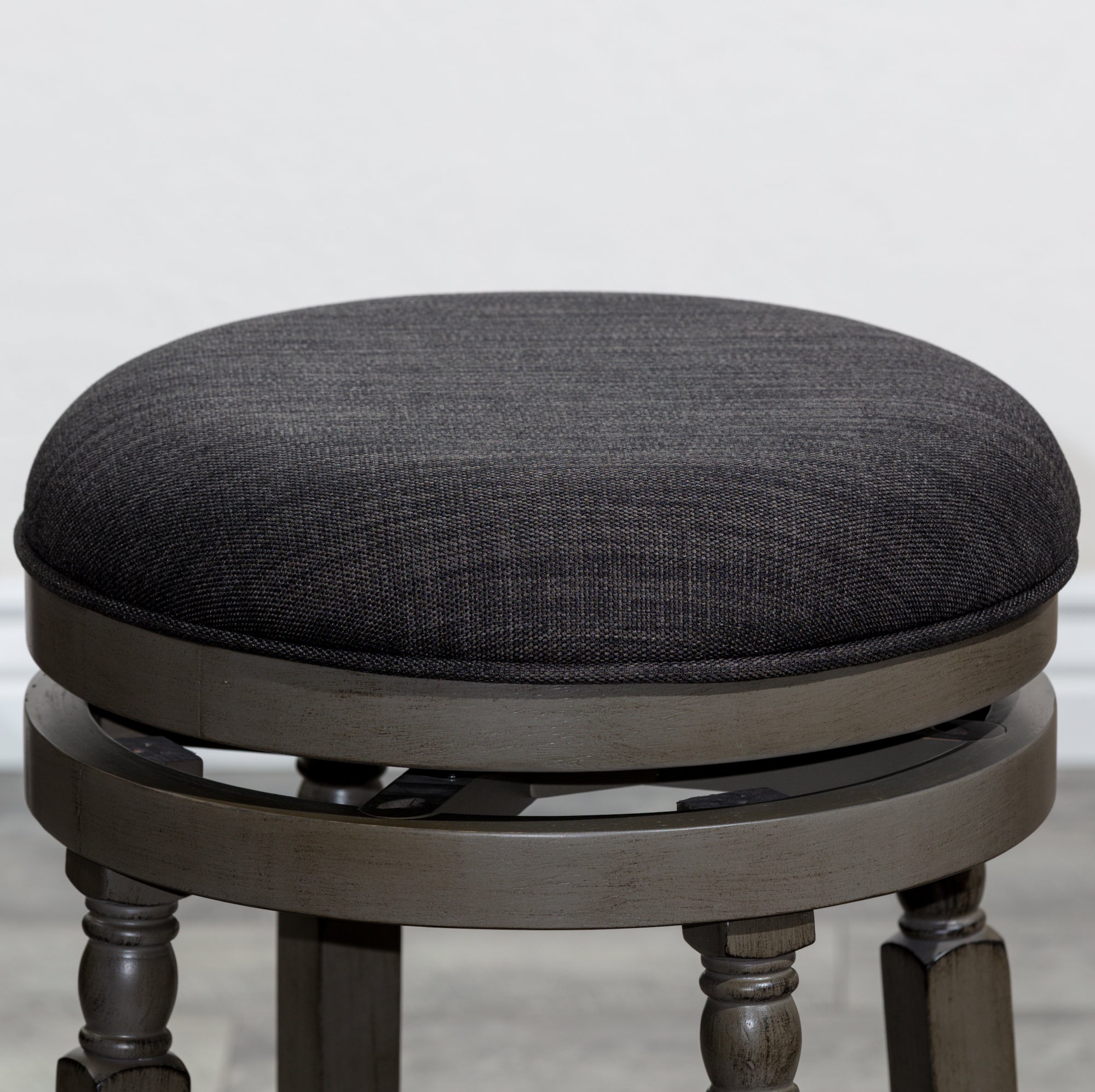 24 Counter Stool, Weathered Gray Finish, Charcoal Fabric Seat - Tuesday Morning - Table & Bar Stools