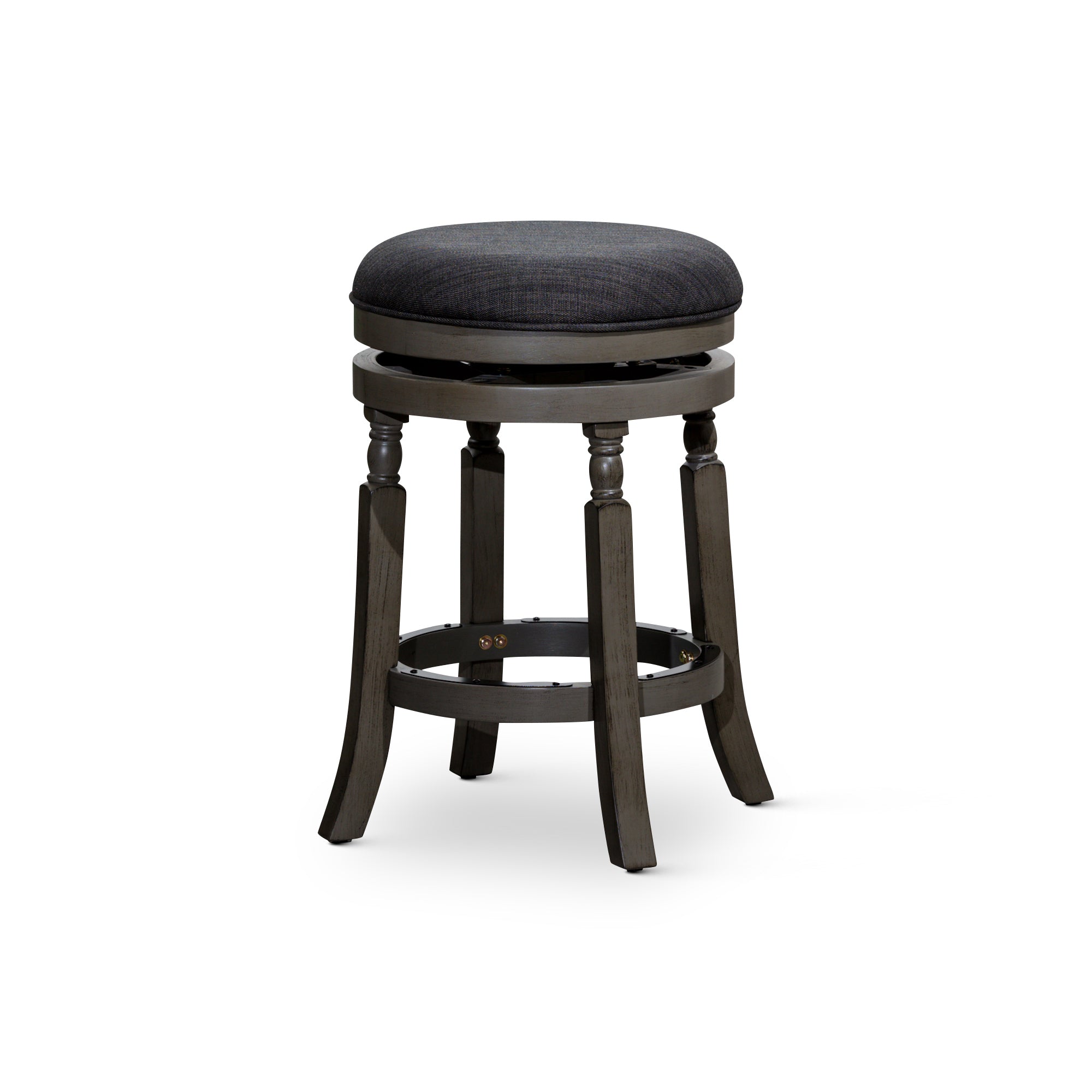 24 Counter Stool, Weathered Gray Finish, Charcoal Fabric Seat - Tuesday Morning - Table & Bar Stools