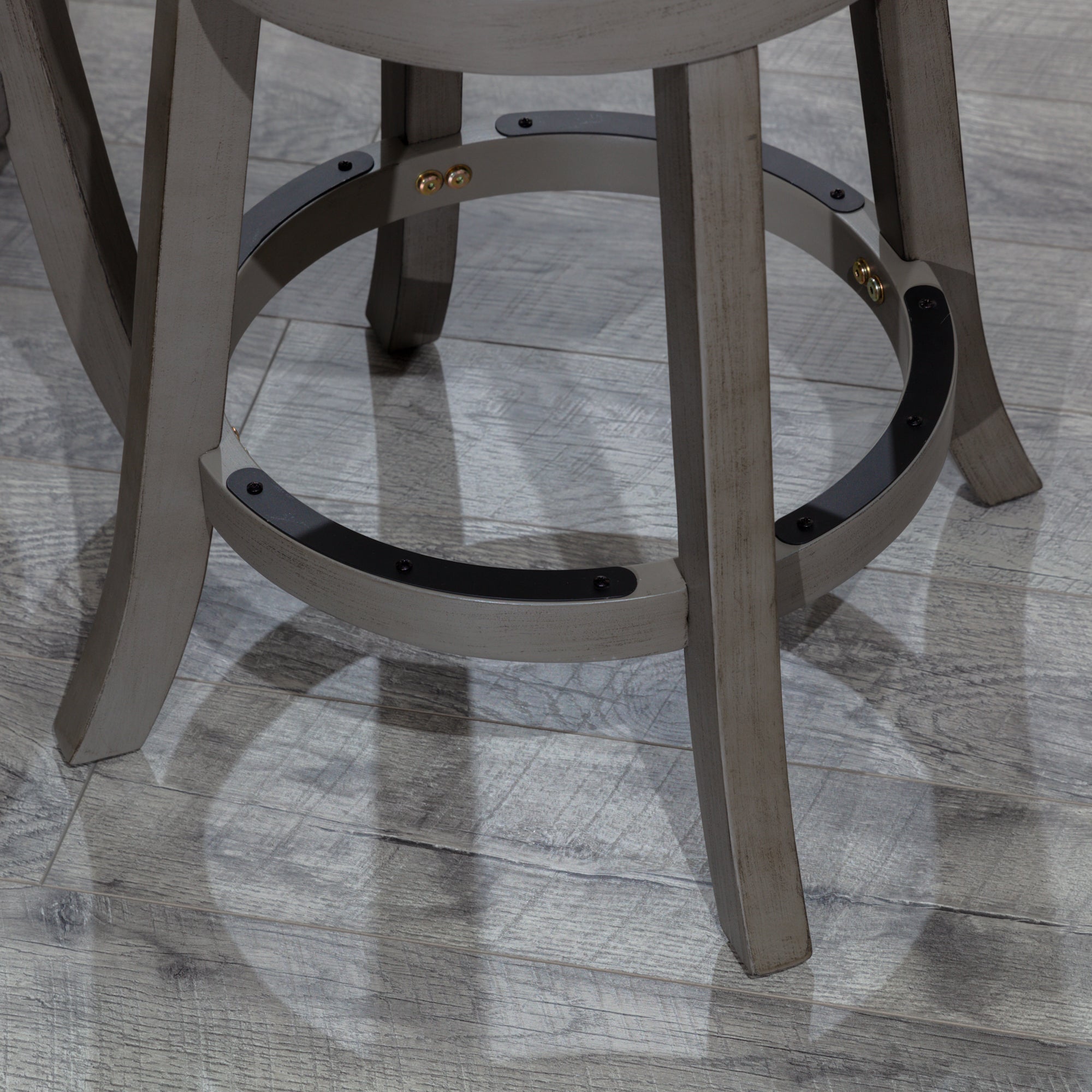 24 Counter Stool, Weathered Gray Finish, Charcoal Fabric Seat - Tuesday Morning - Table & Bar Stools