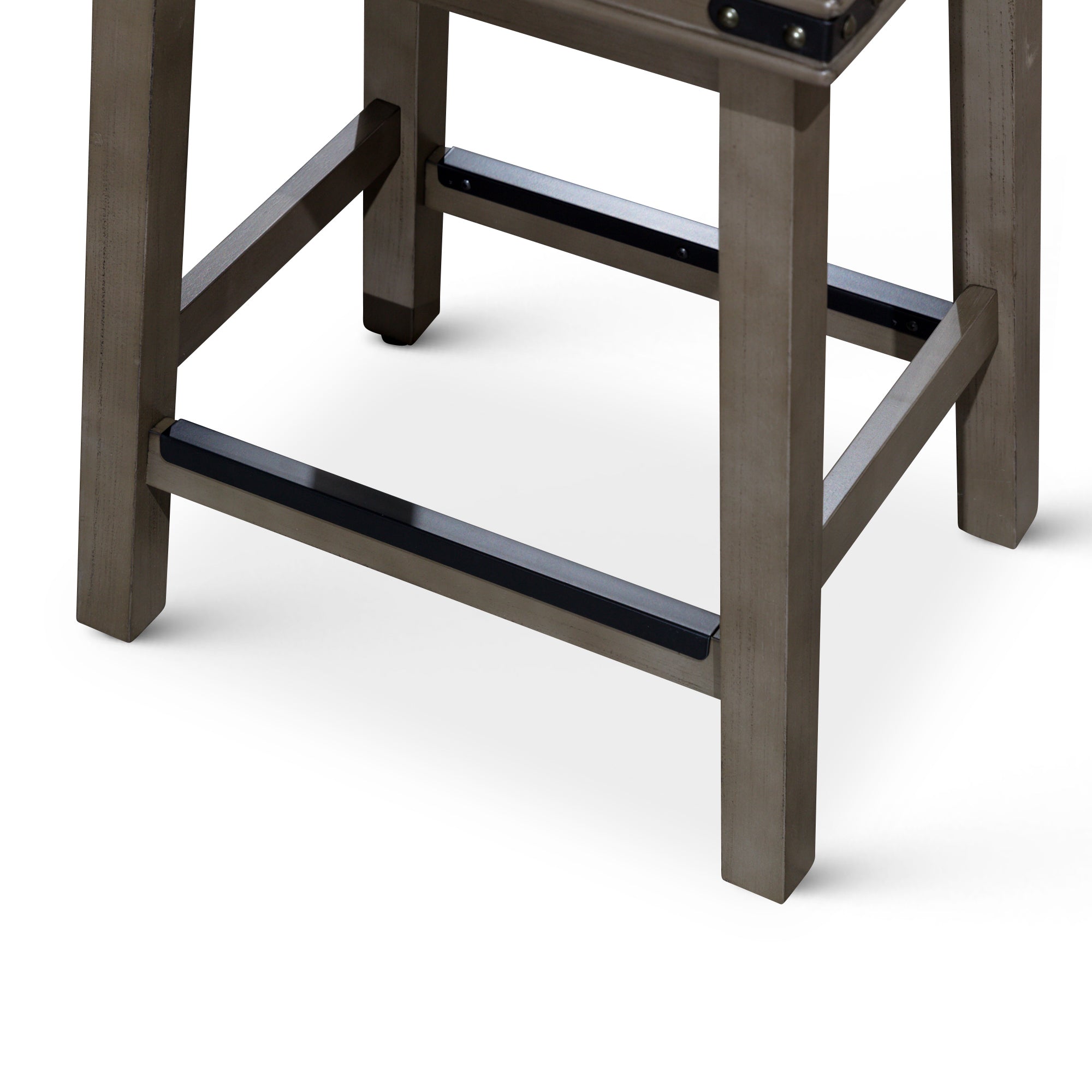 24 Counter Stool, Weathered Gray Finish, French Gray Leather Seat - Tuesday Morning - Table & Bar Stools