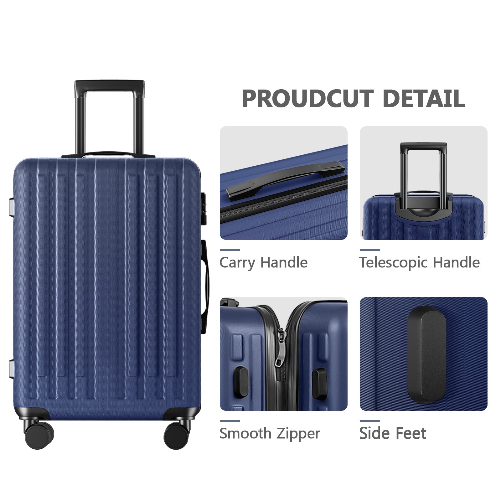 24 - inch checked luggage with 360°Spinner Wheels Suitcases with Hard - sided Lightweight ABS Material - Tuesday Morning - Luggage & Bags