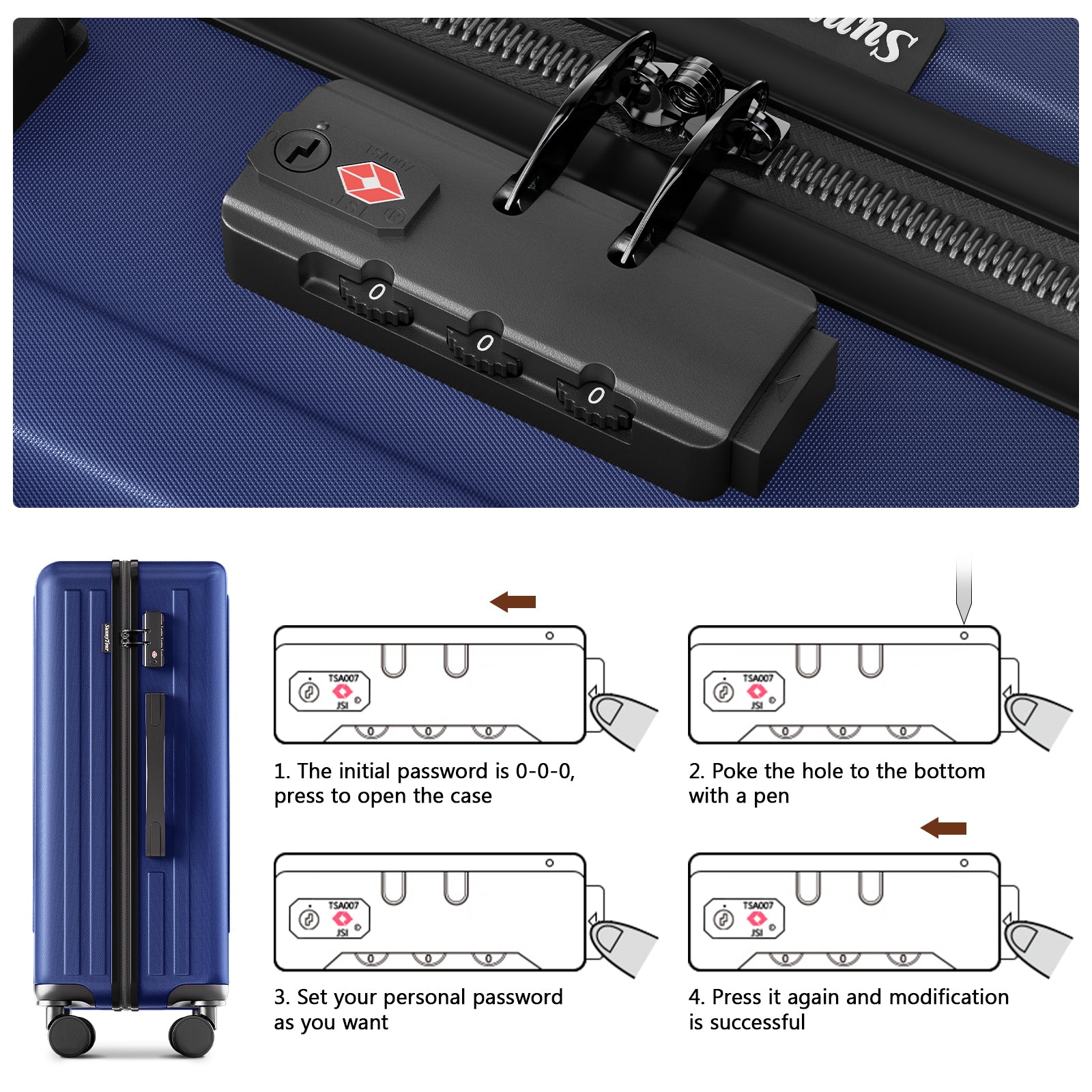 24 - inch checked luggage with 360°Spinner Wheels Suitcases with Hard - sided Lightweight ABS Material - Tuesday Morning - Luggage & Bags