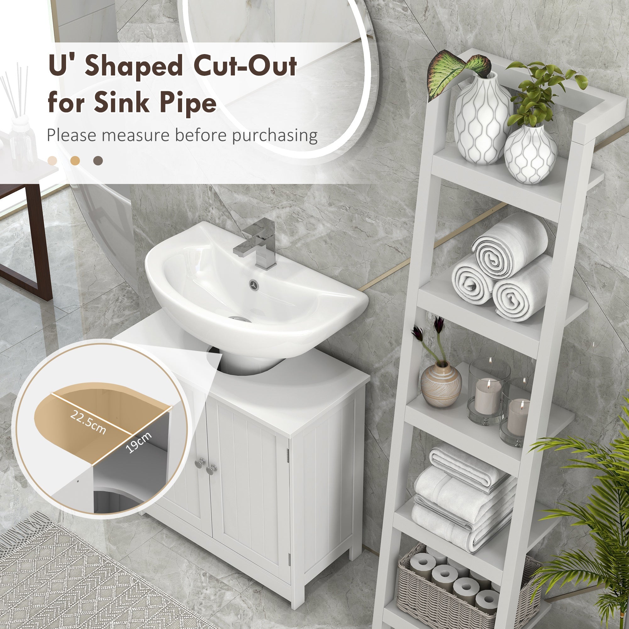 24” Pedestal Sink Bathroom Vanity Cabinet - White - Tuesday Morning - Bathroom Vanities