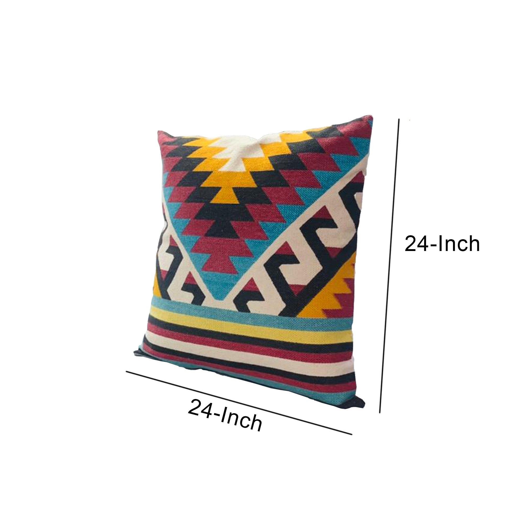 24 x 24 Square Cotton Accent Throw Pillow, Geometric Aztec Tribal Pattern, Multicolor - Tuesday Morning - Throw Pillows