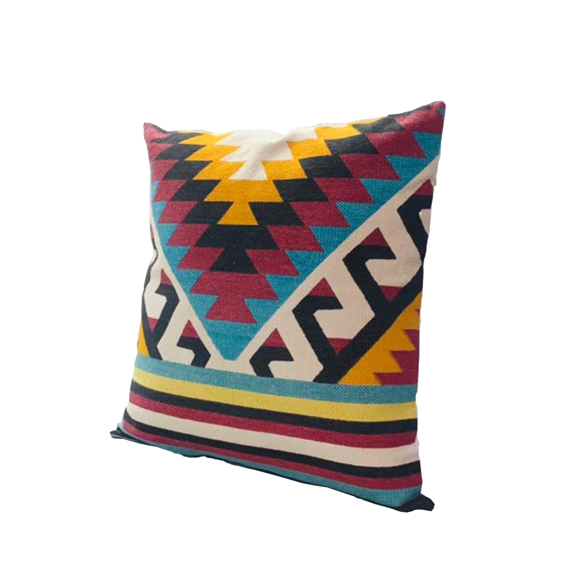 24 x 24 Square Cotton Accent Throw Pillow, Geometric Aztec Tribal Pattern, Multicolor - Tuesday Morning - Throw Pillows